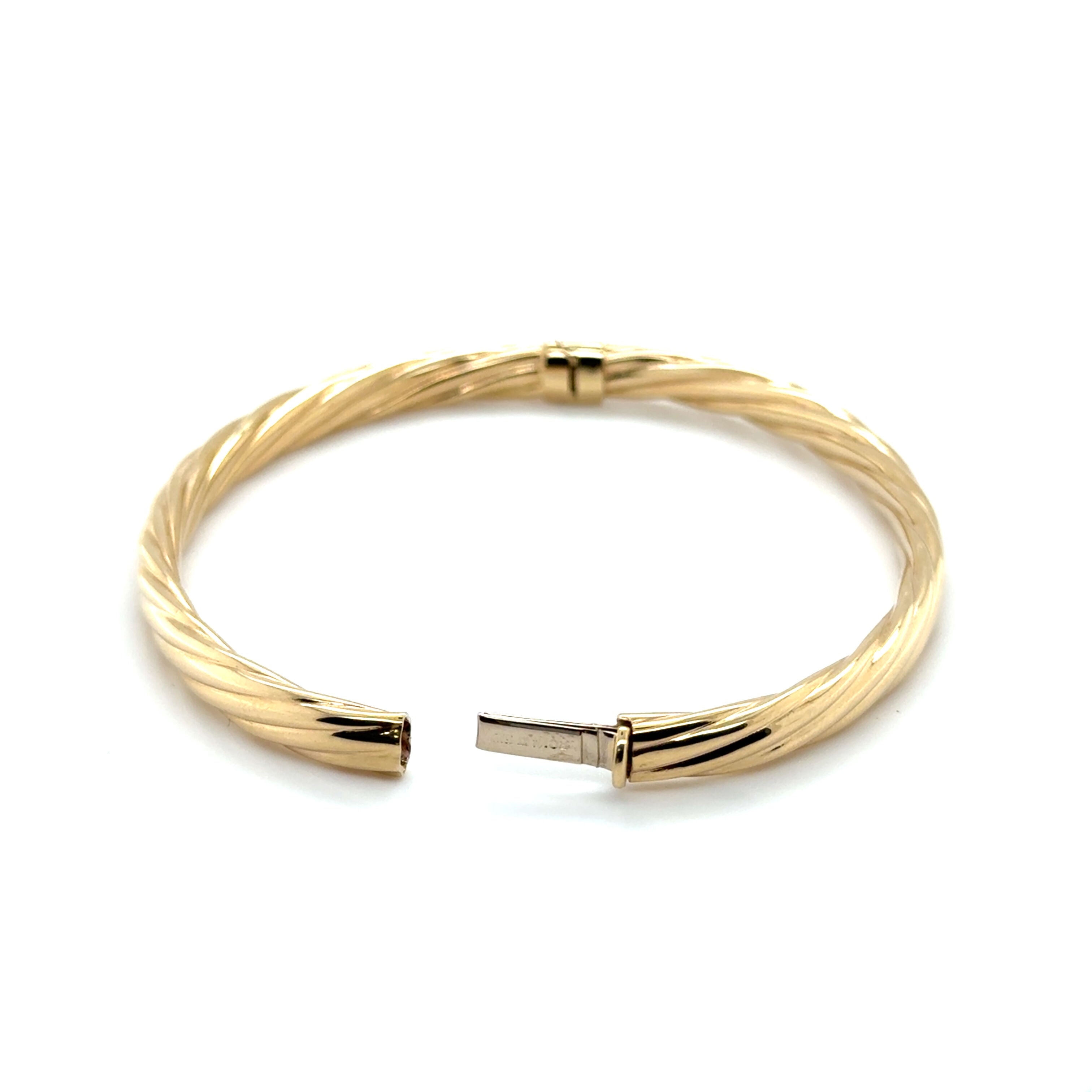 14K Gold 5mm Thick Twisted Bangle Bracelet with box clasp
