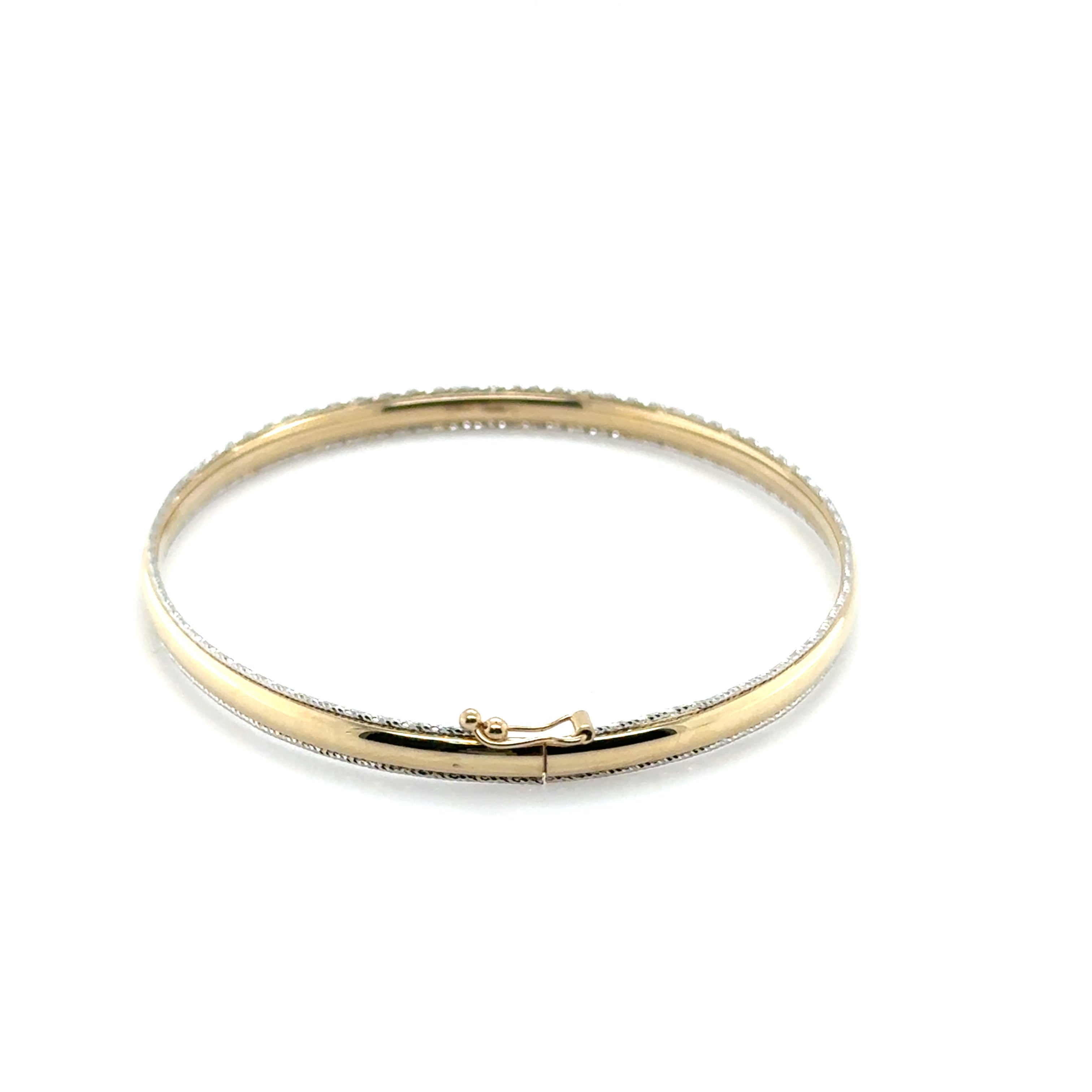 14K Two-Tone Glitter Edge Bangle Bracelet – Sparkling, Slim and Light-Catching Finish