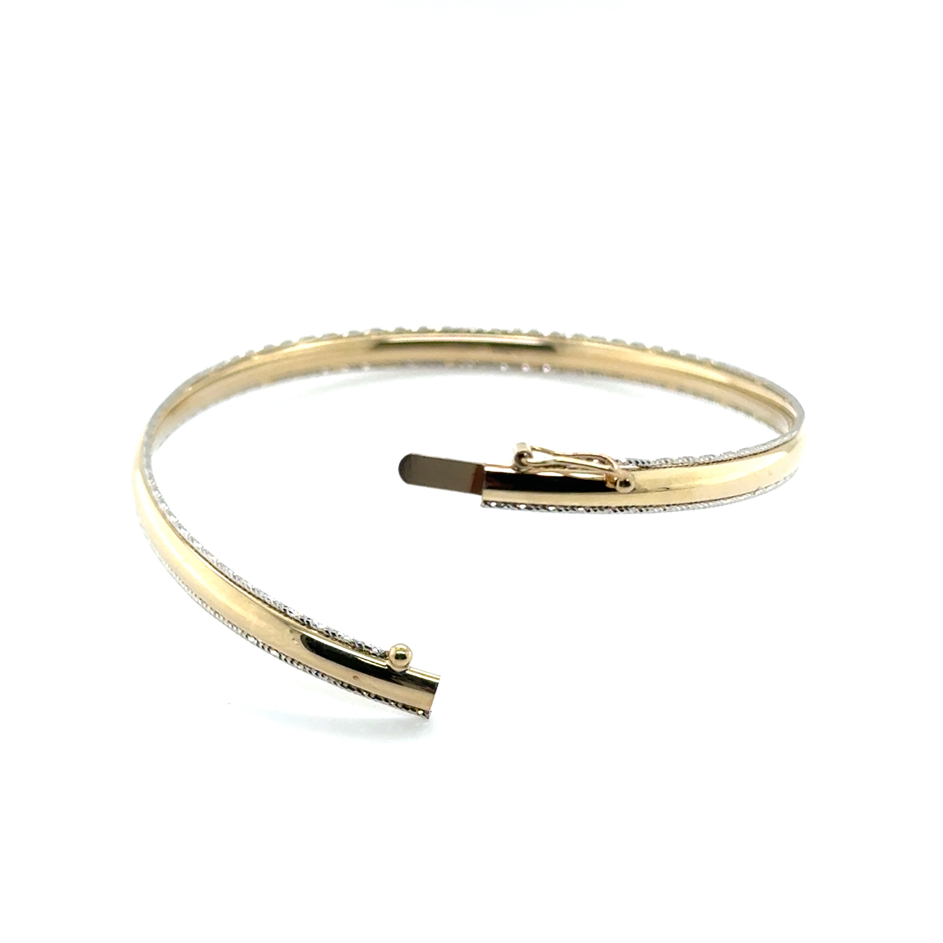 14K Two-Tone Glitter Edge Bangle Bracelet – Sparkling, Slim and Light-Catching Finish