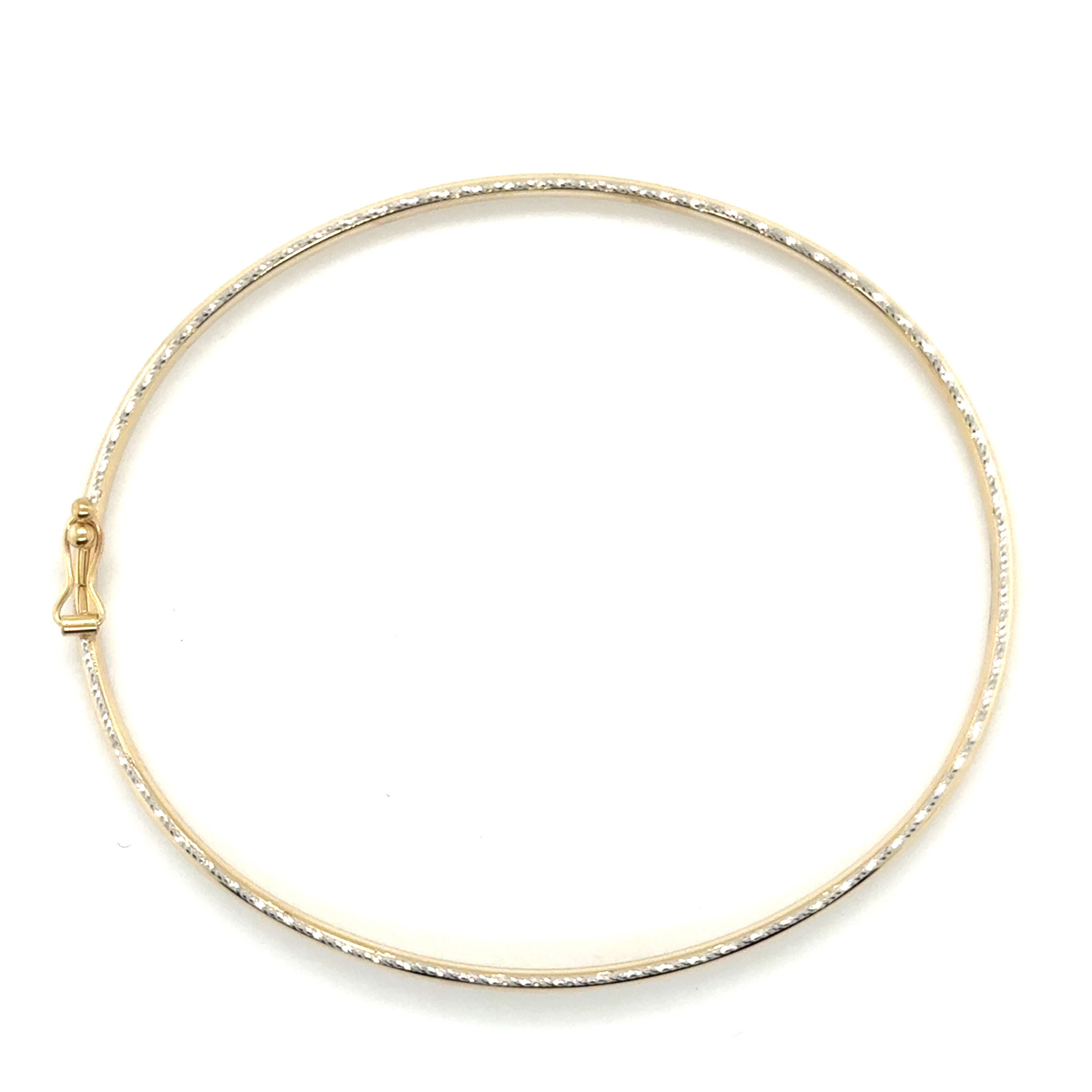 14K Two-Tone Glitter Edge Bangle Bracelet – Sparkling, Slim and Light-Catching Finish