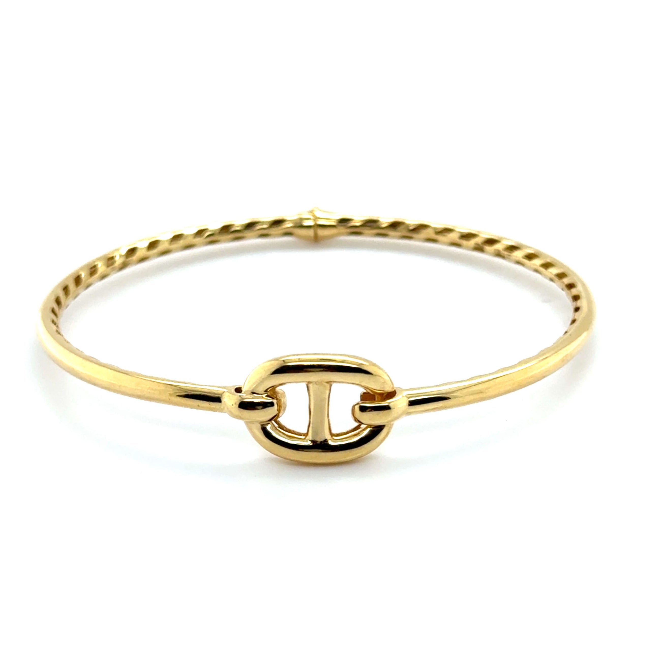 14K Gold Bangle with Center Mariner Link