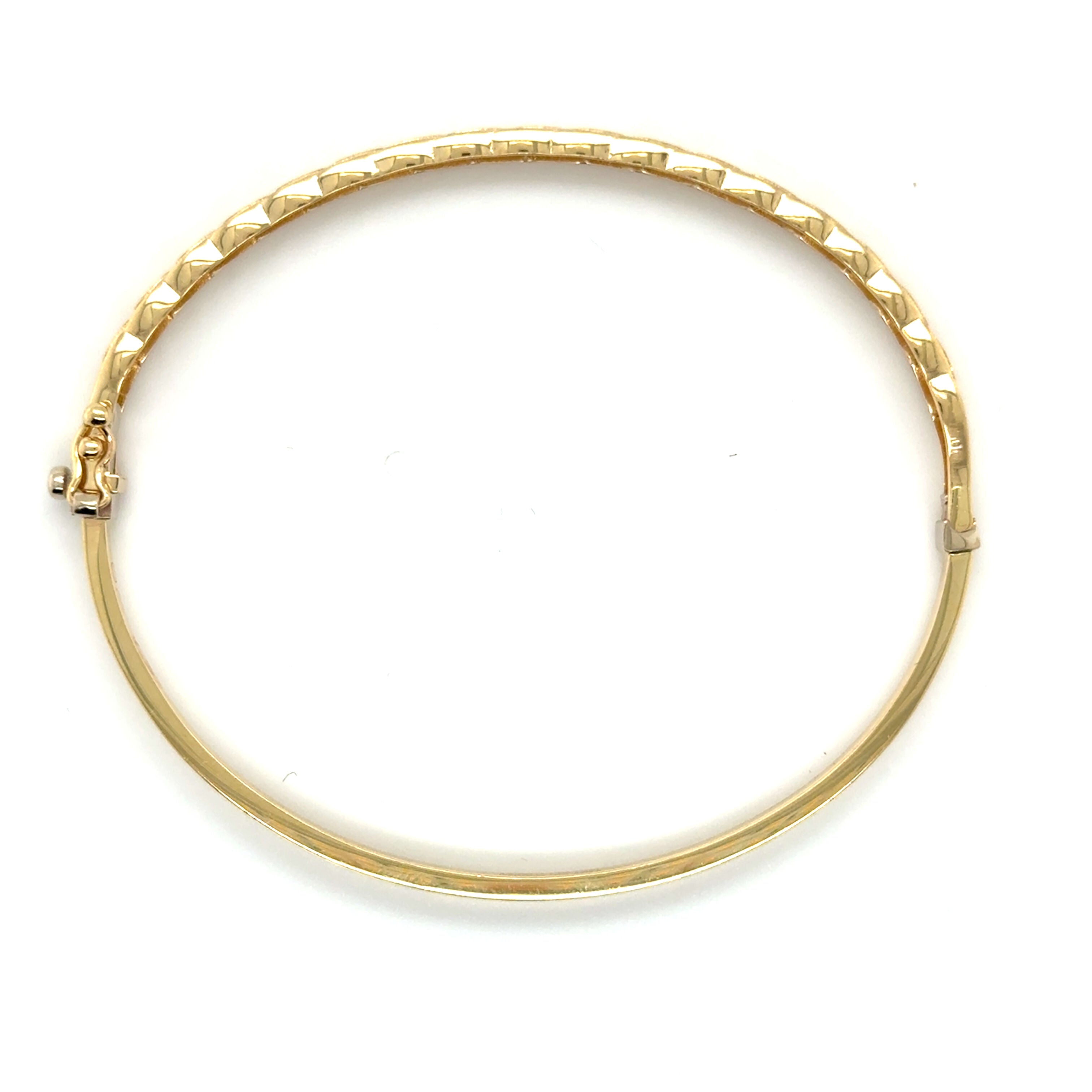 14K Yellow Gold Miami Cuban S-Link Bangle Bracelet 7" 4.6mm Thick Hinged With Box Clasp