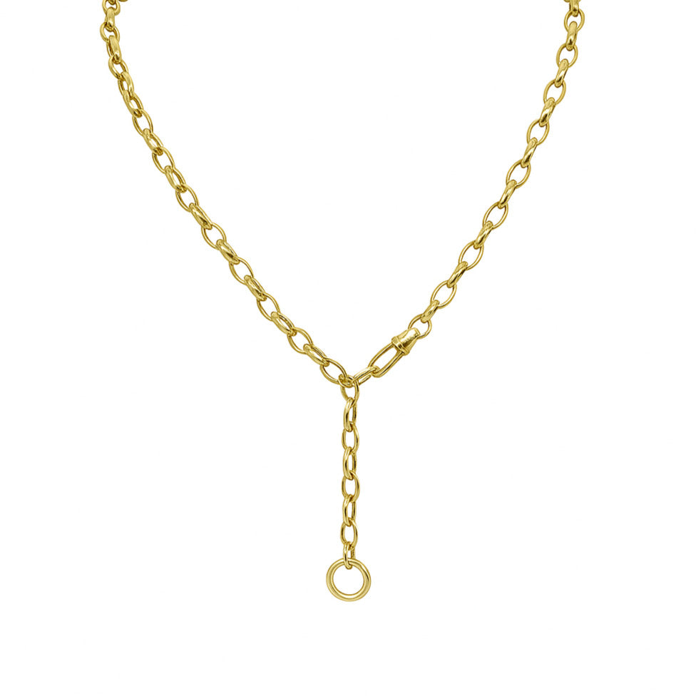 14K Gold Double Clasp Charm Holder Necklace