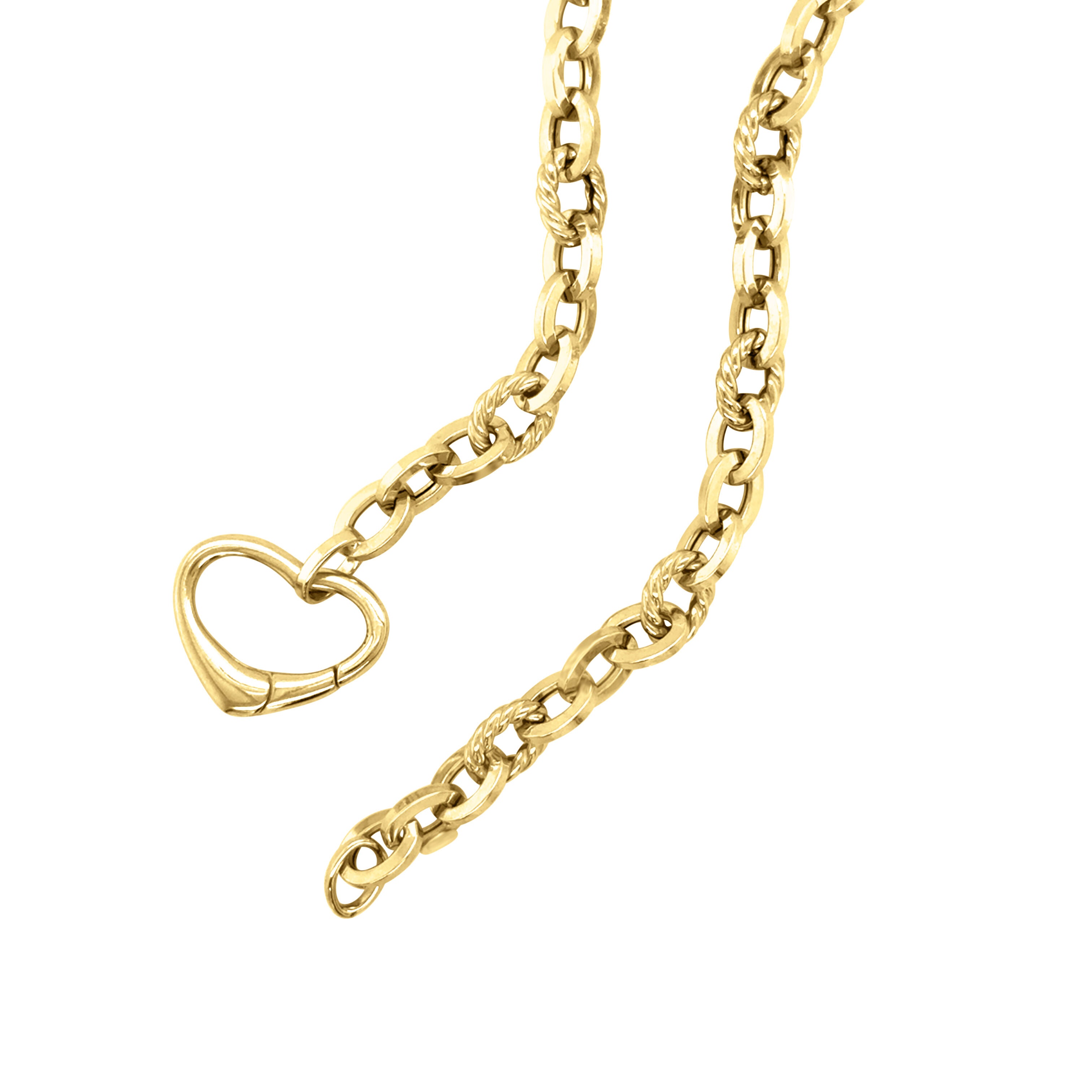 14K Yellow Gold Heart Charm Holder Necklace – 18" Chunky Gold Chain