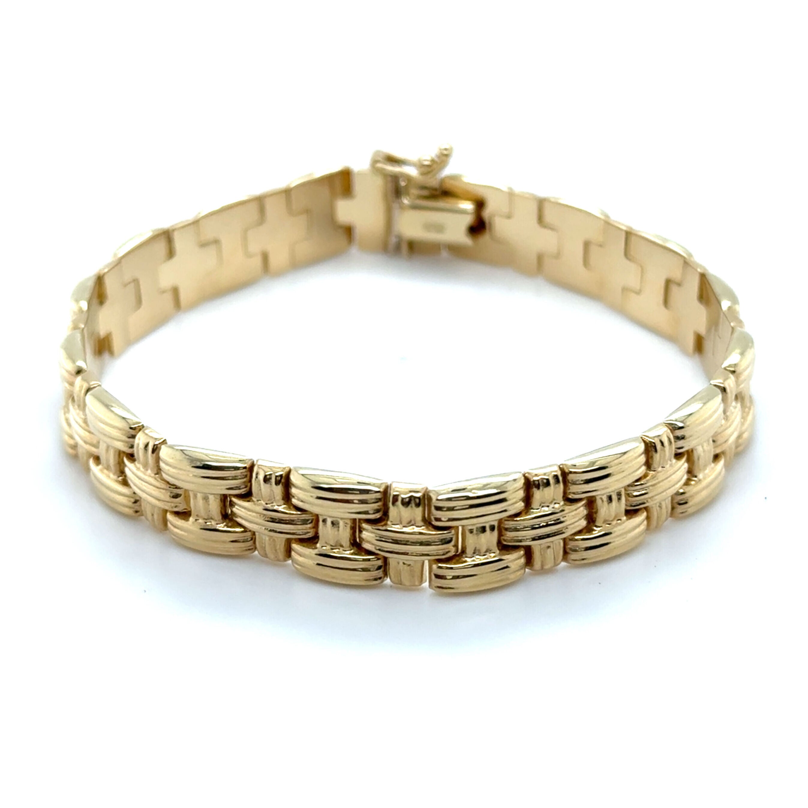 14K Gold Basketweave Bracelet: 9mm Wide - 7.25", Bold and Elegant