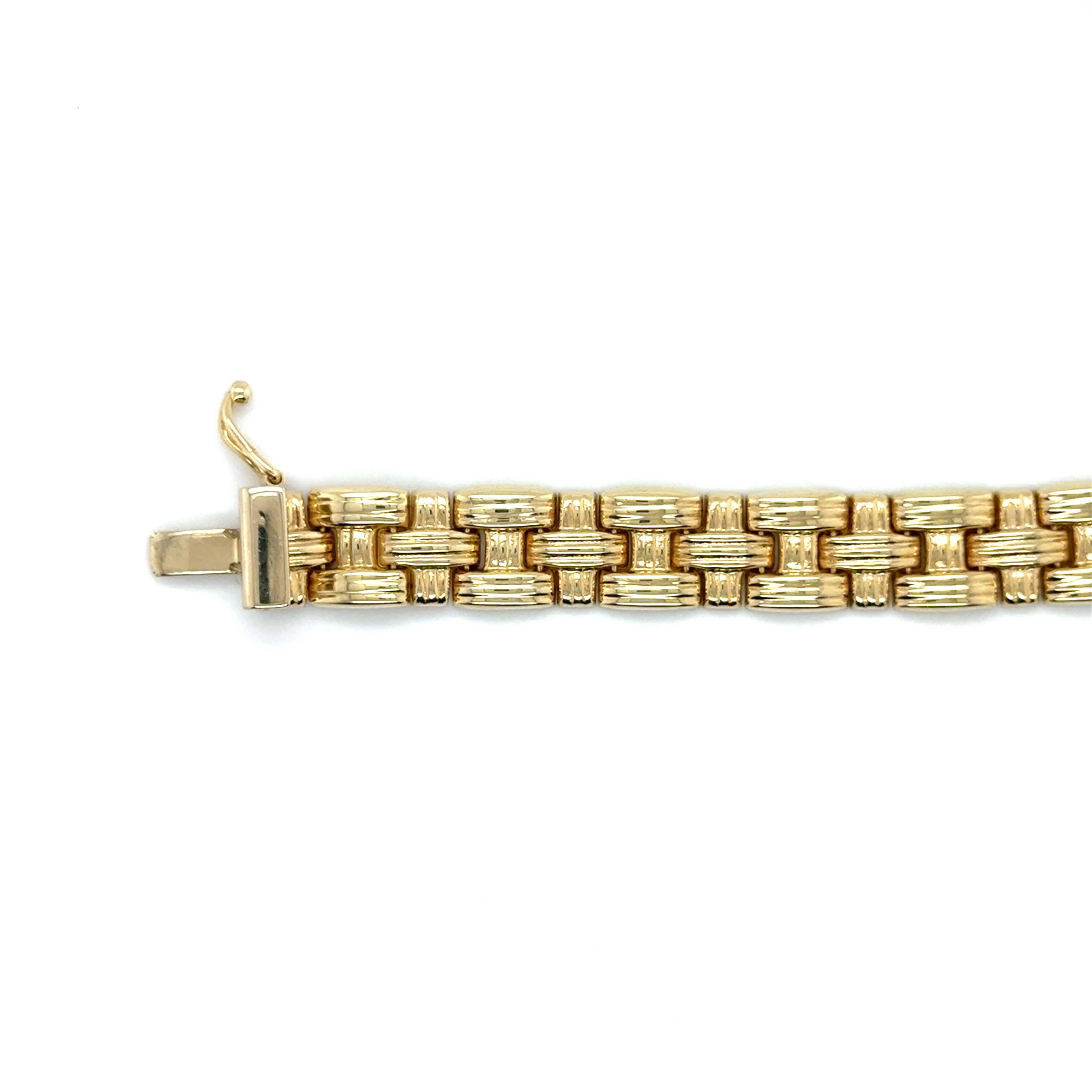 14K Gold Basketweave Bracelet: 9mm Wide - 7.25", Bold and Elegant