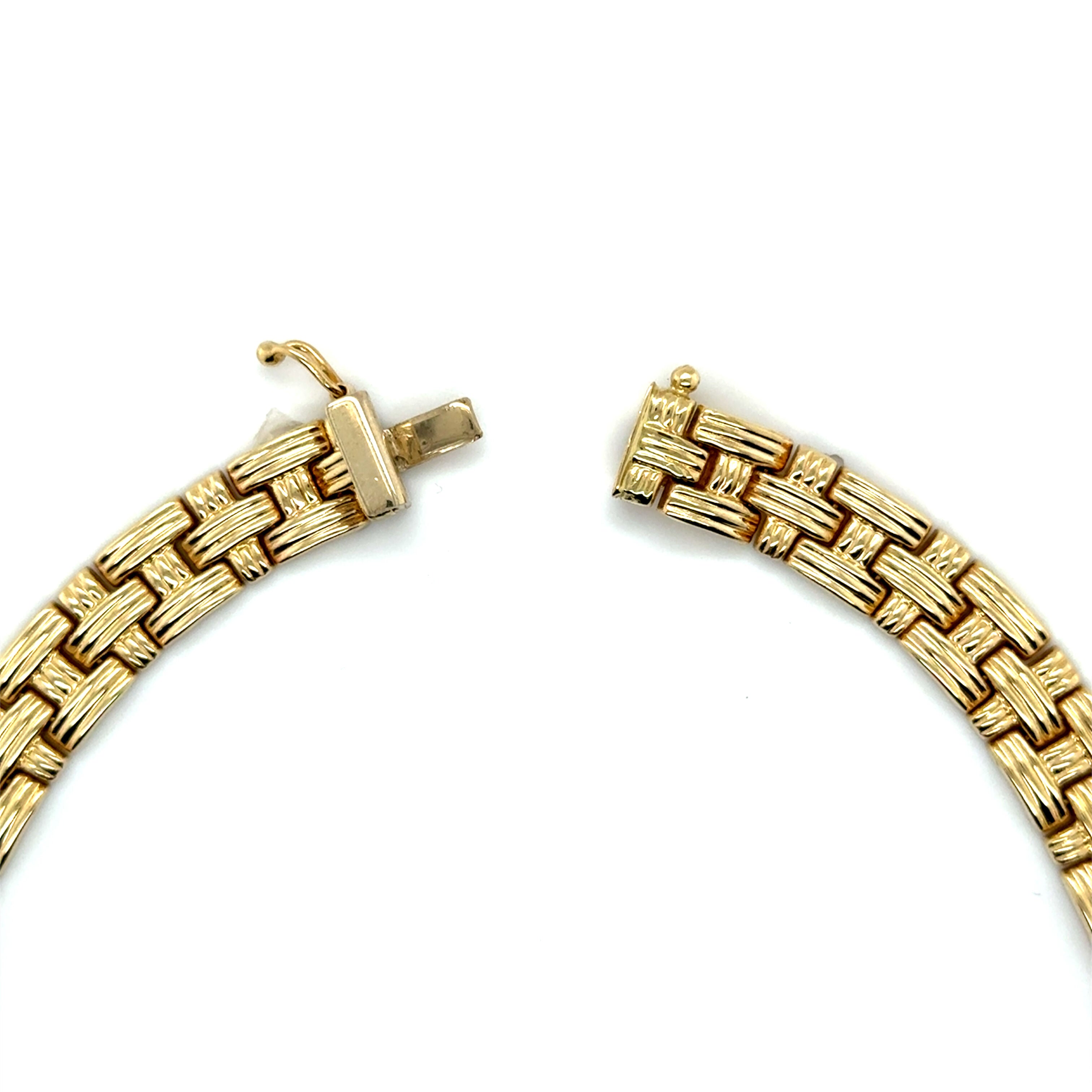 14K Gold 17" Basketweave Necklace: 9mm Wide - Bold and Elegant