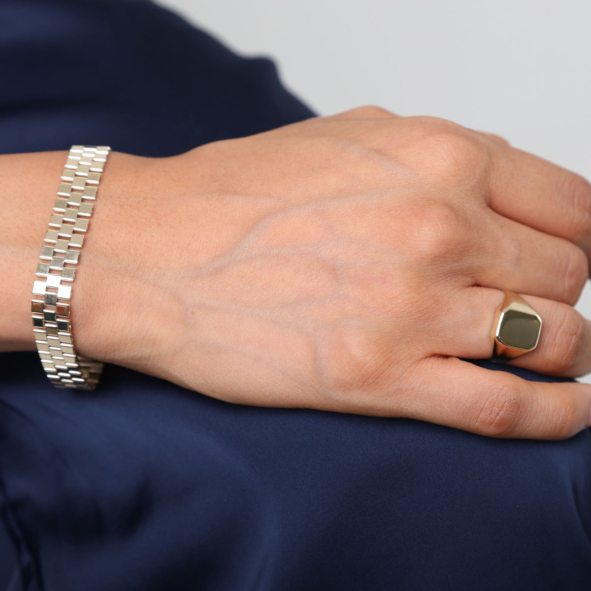 14K Gold Classic Railroad Bracelet: 7" - 10mm Wide