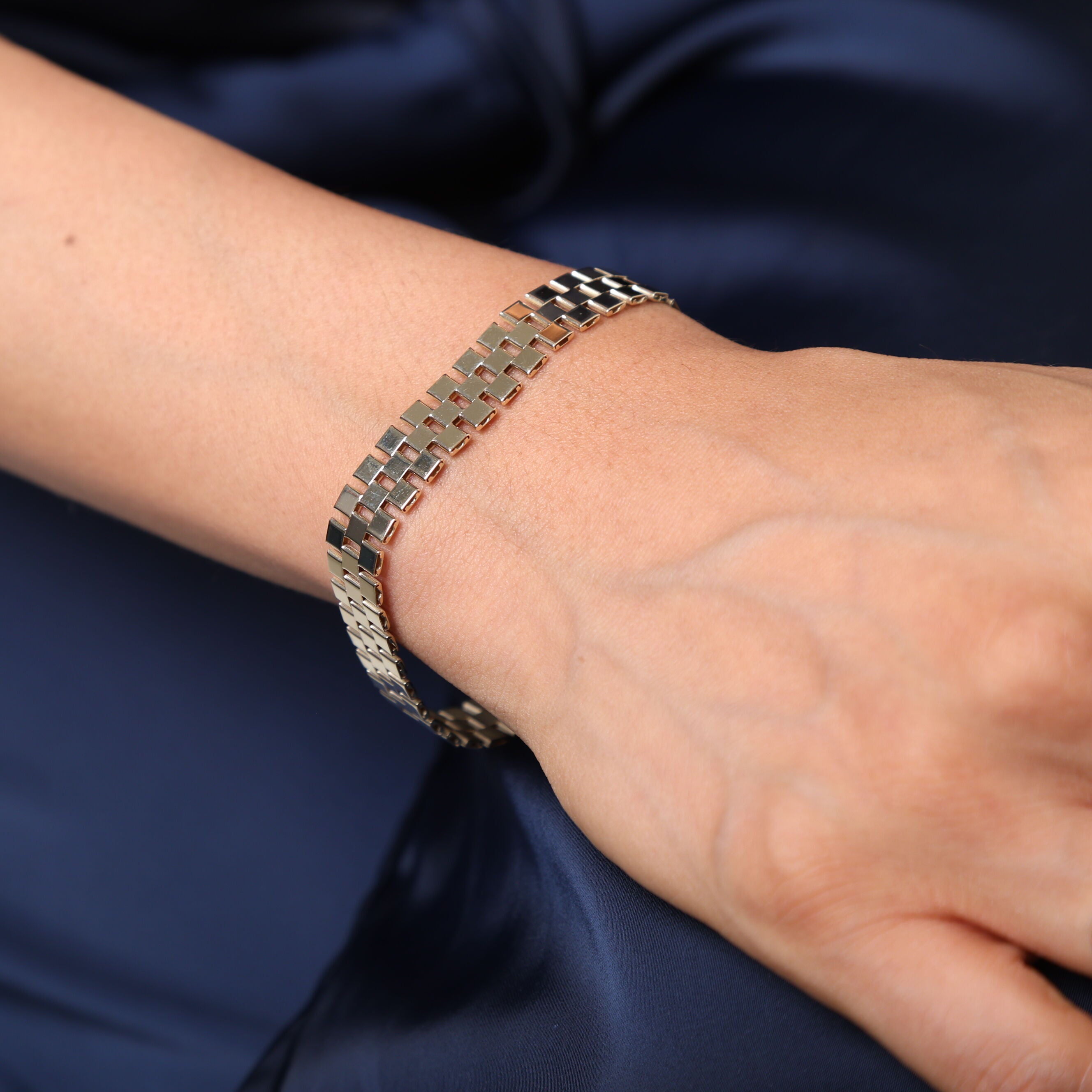 14K Gold Classic Railroad Bracelet: 7" - 10mm Wide