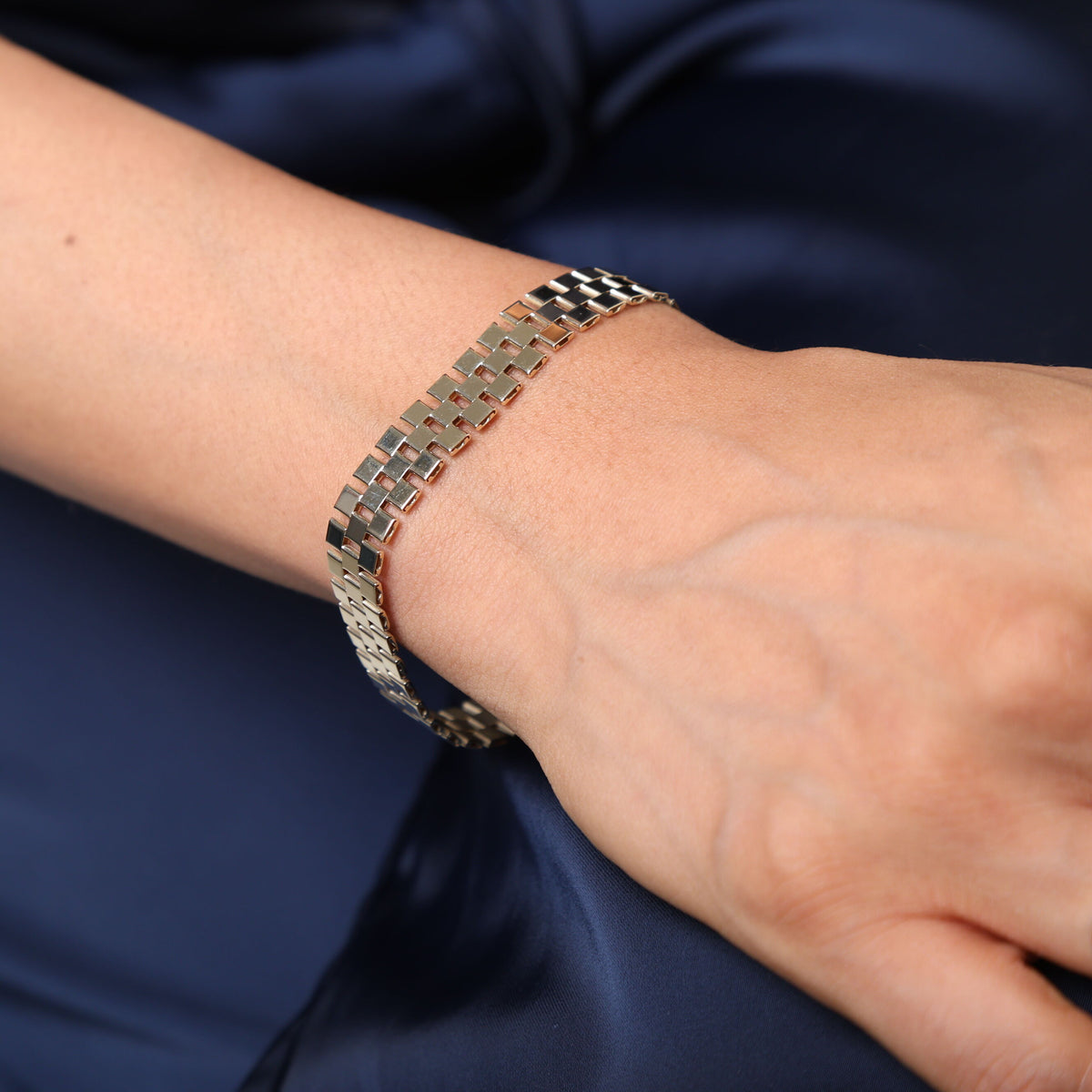 14K Gold Classic Railroad Bracelet: 7" - 10mm Wide