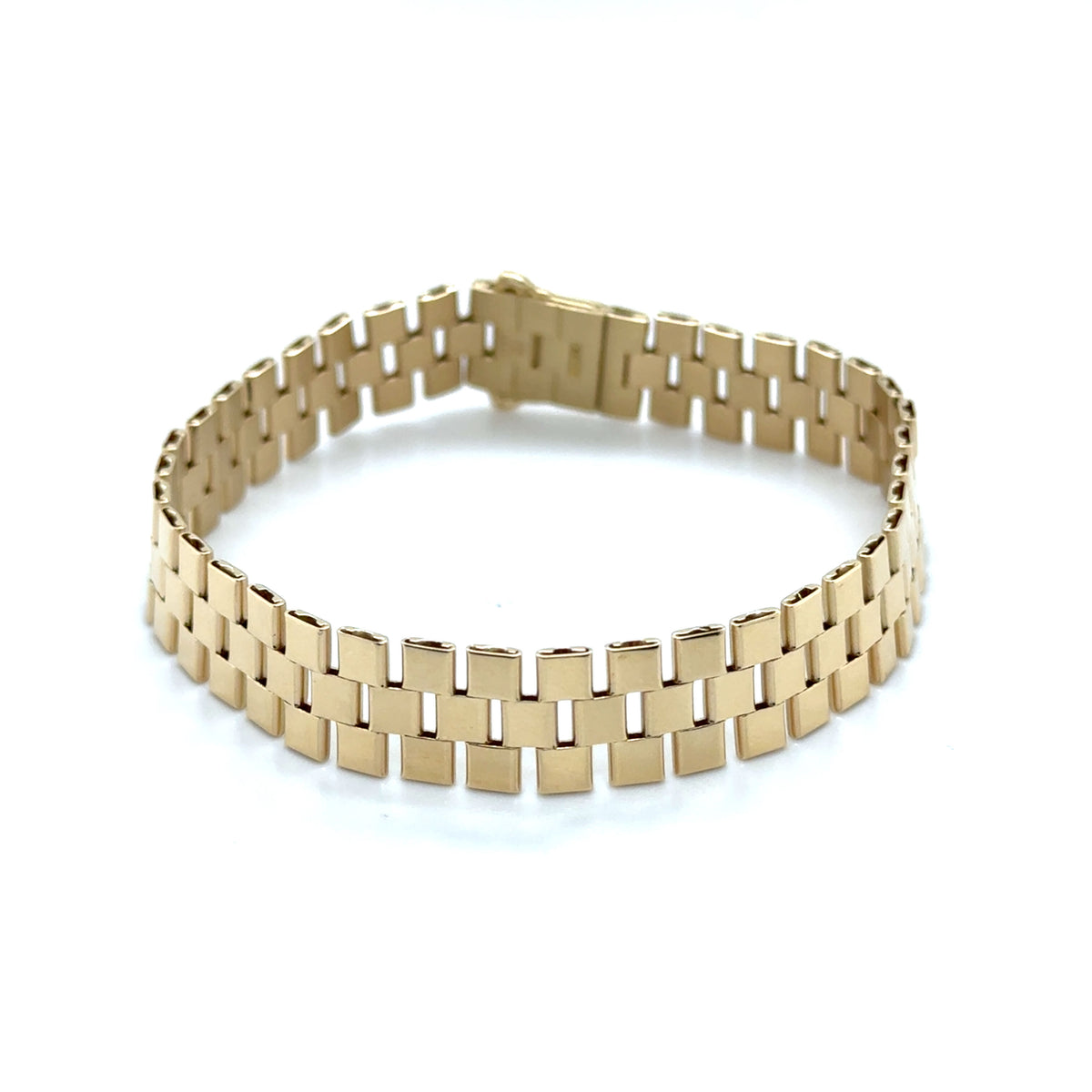 14K Gold Classic Railroad Bracelet: 7" - 10mm Wide
