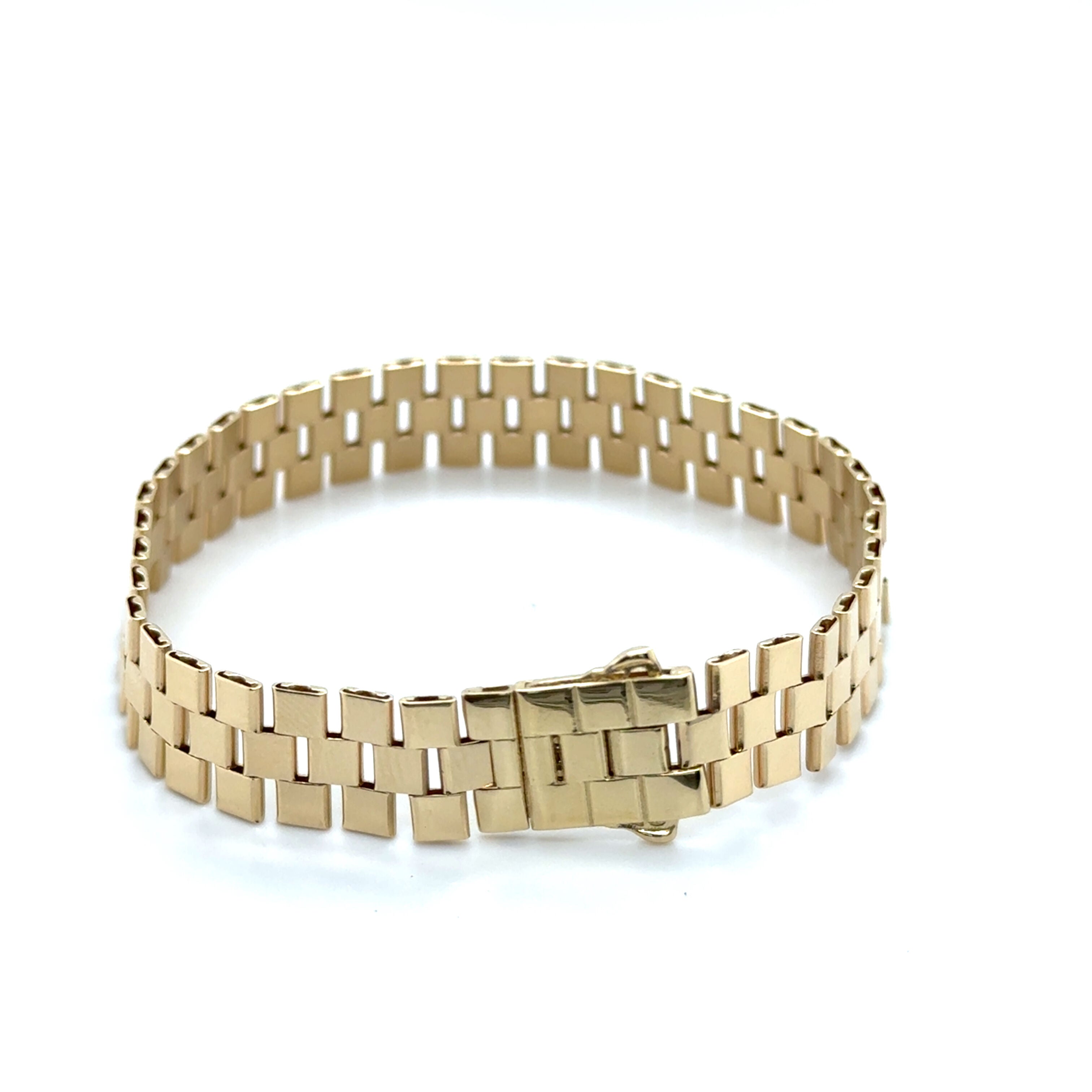 14K Gold Classic Railroad Bracelet: 7" - 10mm Wide