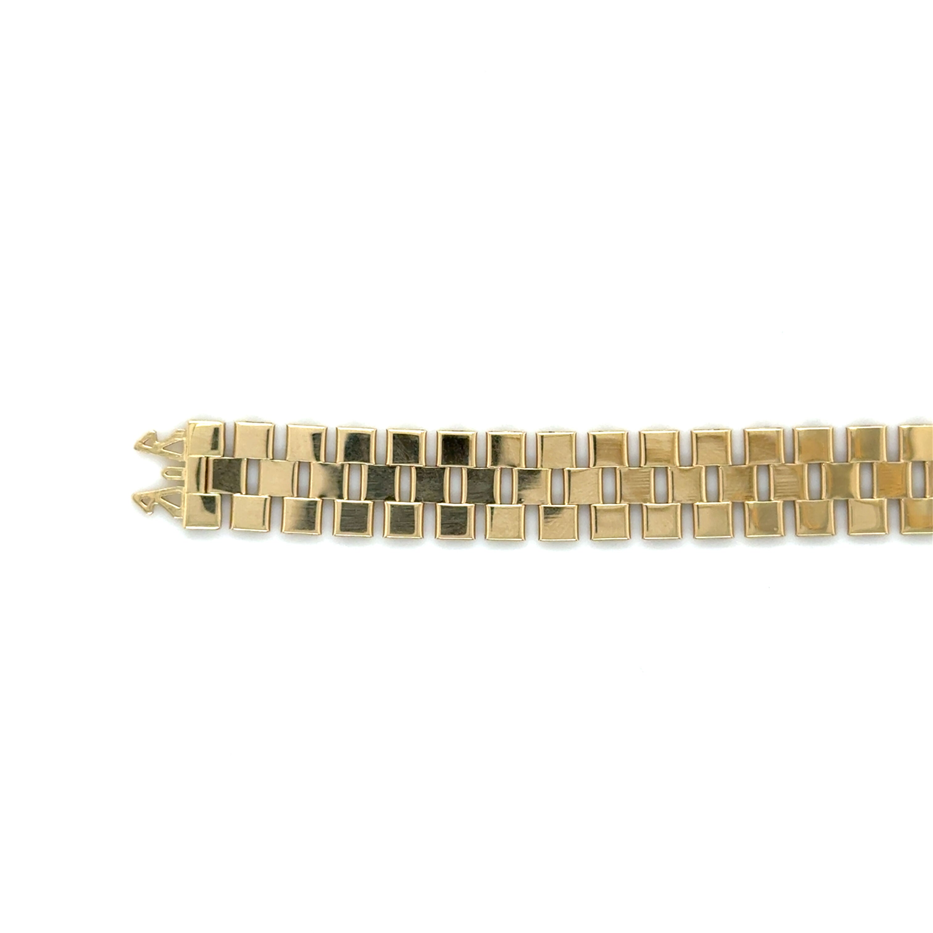 14K Gold Classic Railroad Bracelet: 7" - 10mm Wide