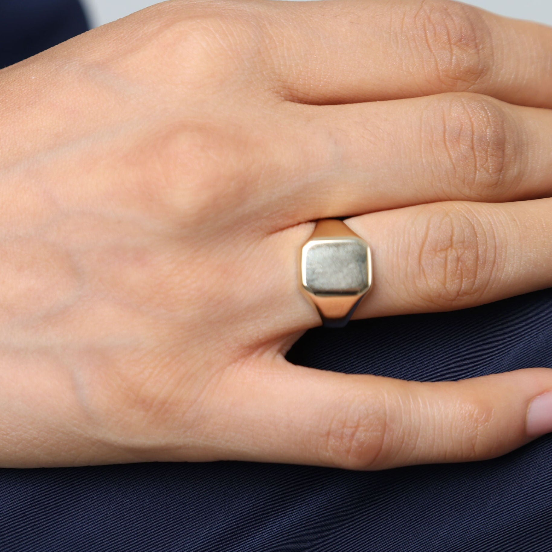 14K Gold Rectangular Signet Ring