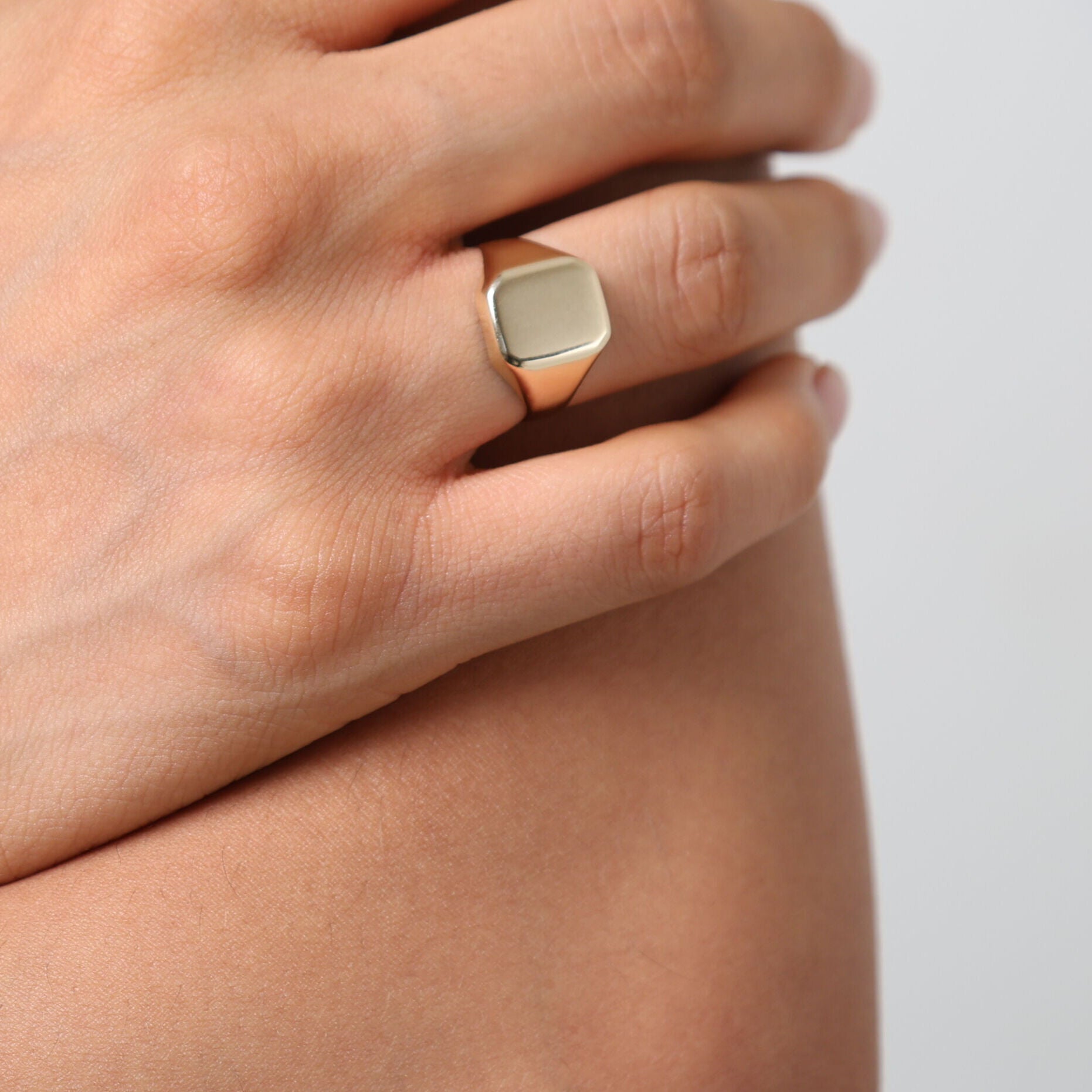 14K Gold Rectangular Signet Ring