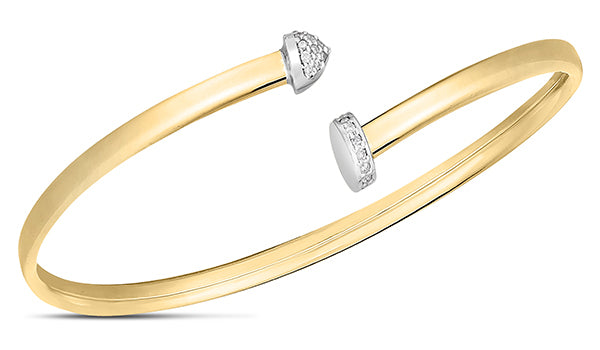 14K Gold Diamond Bypass Bangle Bracelet