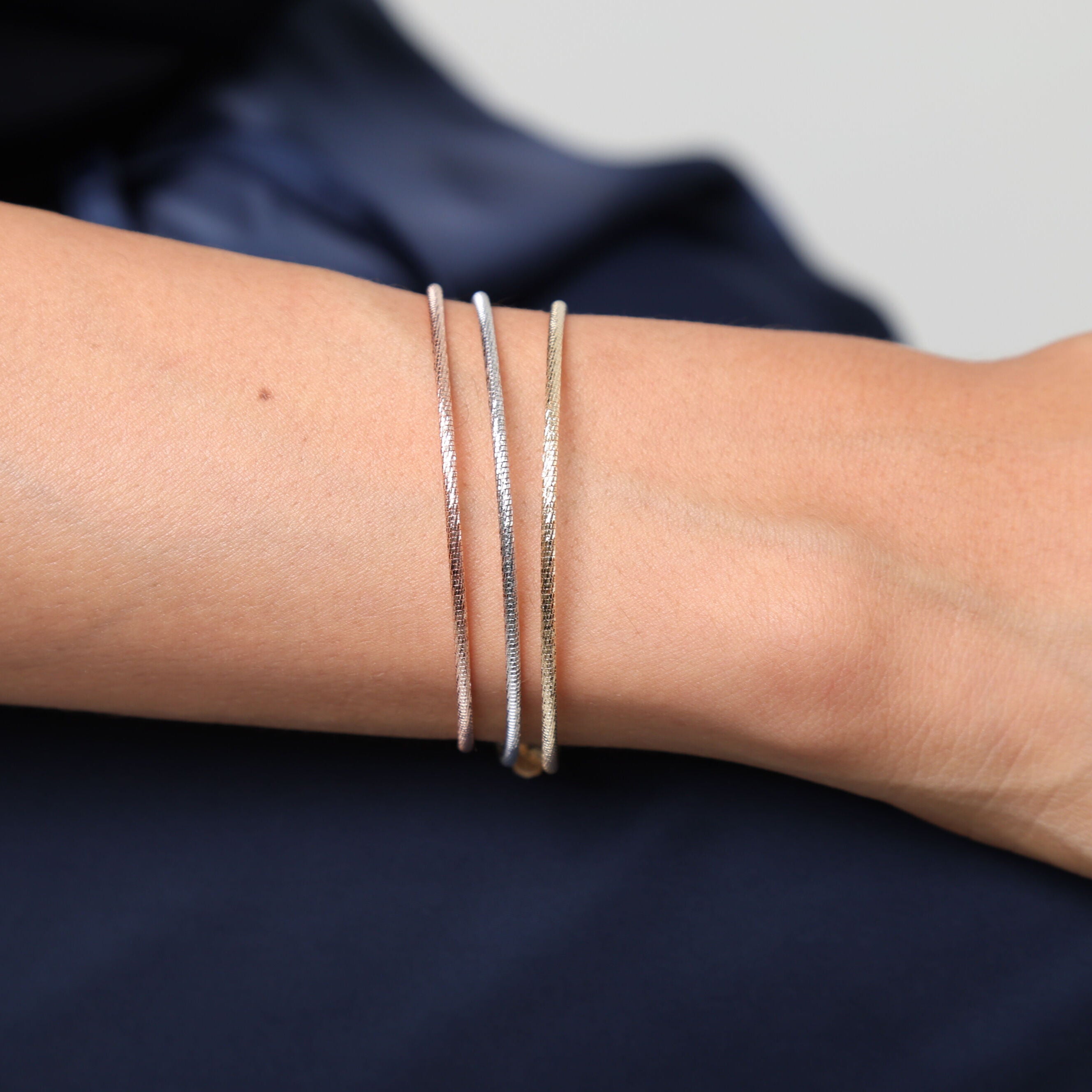 14K Gold Diamond Cut Sparkle Bangle Bracelet: Stackable - 7" Adjustable, Yellow, White or Rose Gold