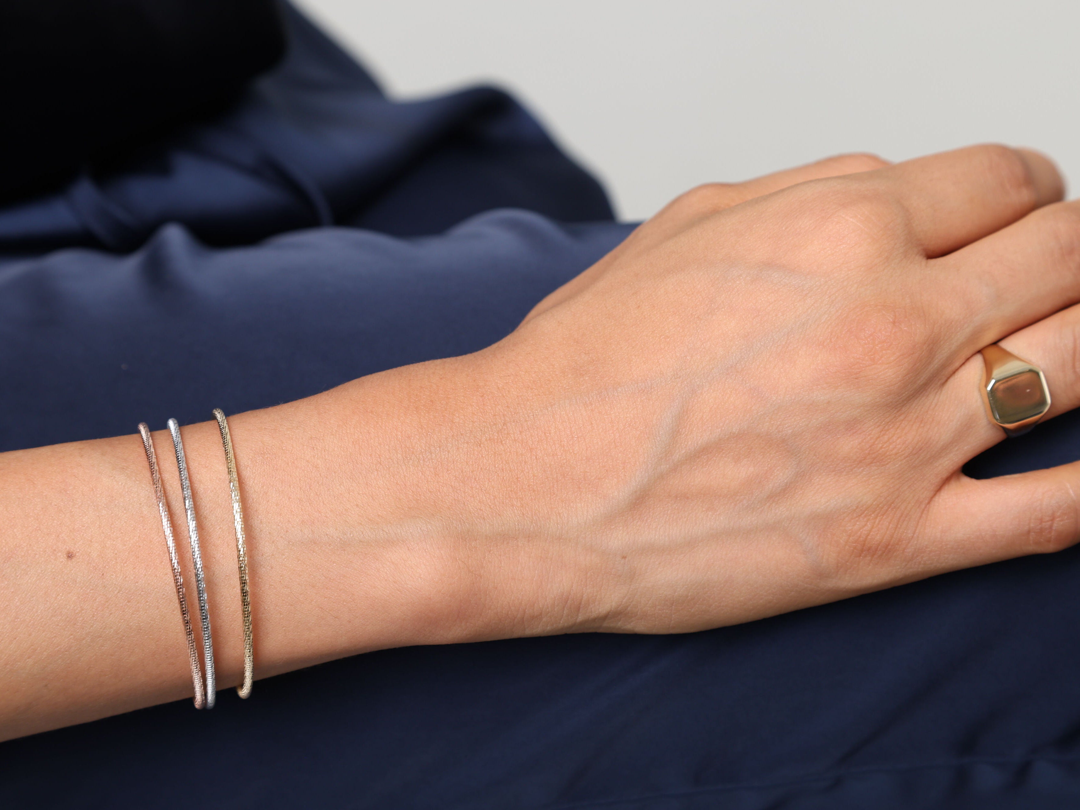 14K Gold Diamond Cut Sparkle Bangle Bracelet: Stackable - 7" Adjustable, Yellow, White or Rose Gold