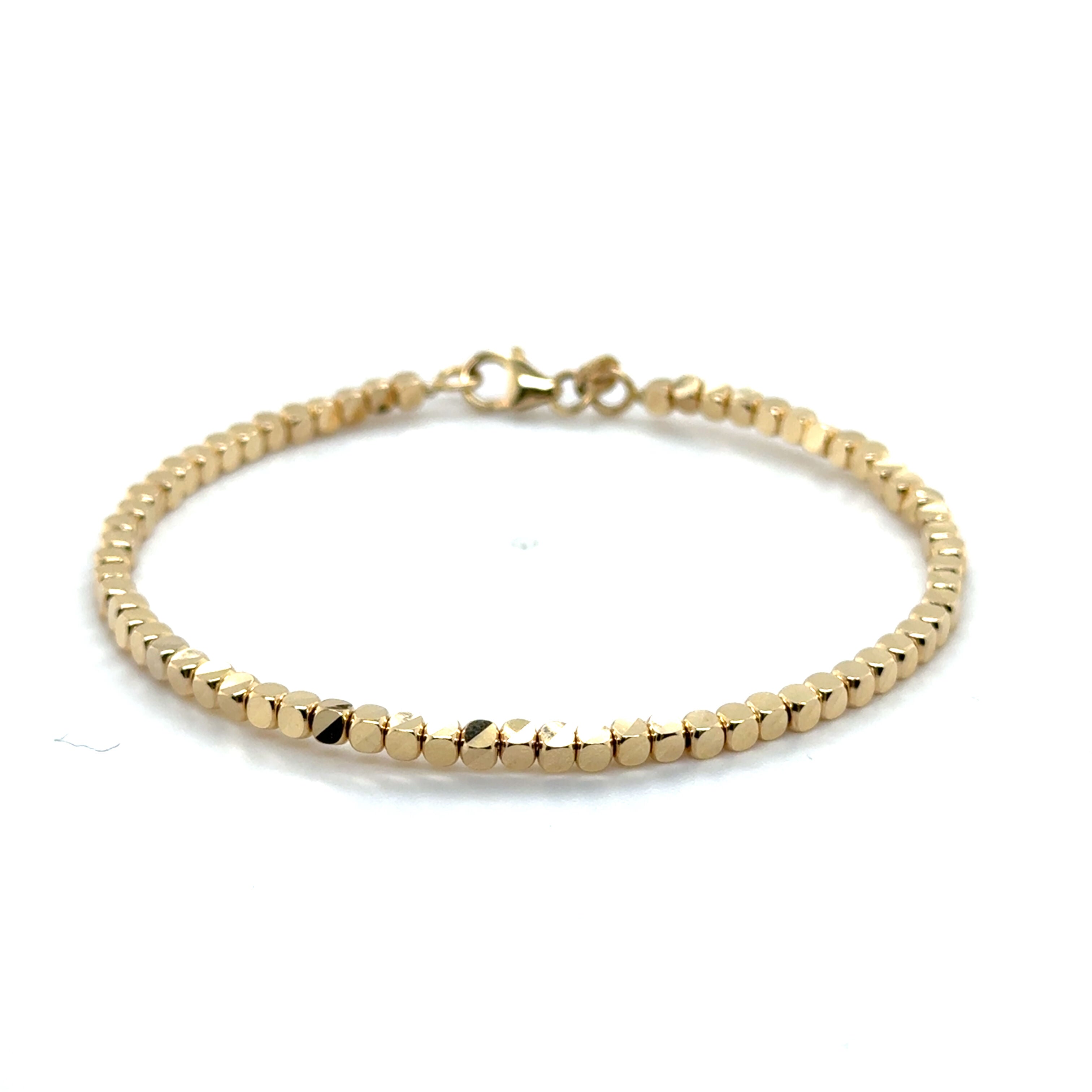14K Yellow Gold Cube Link Bracelet, 6.75", 2.4mm, lobster clasp