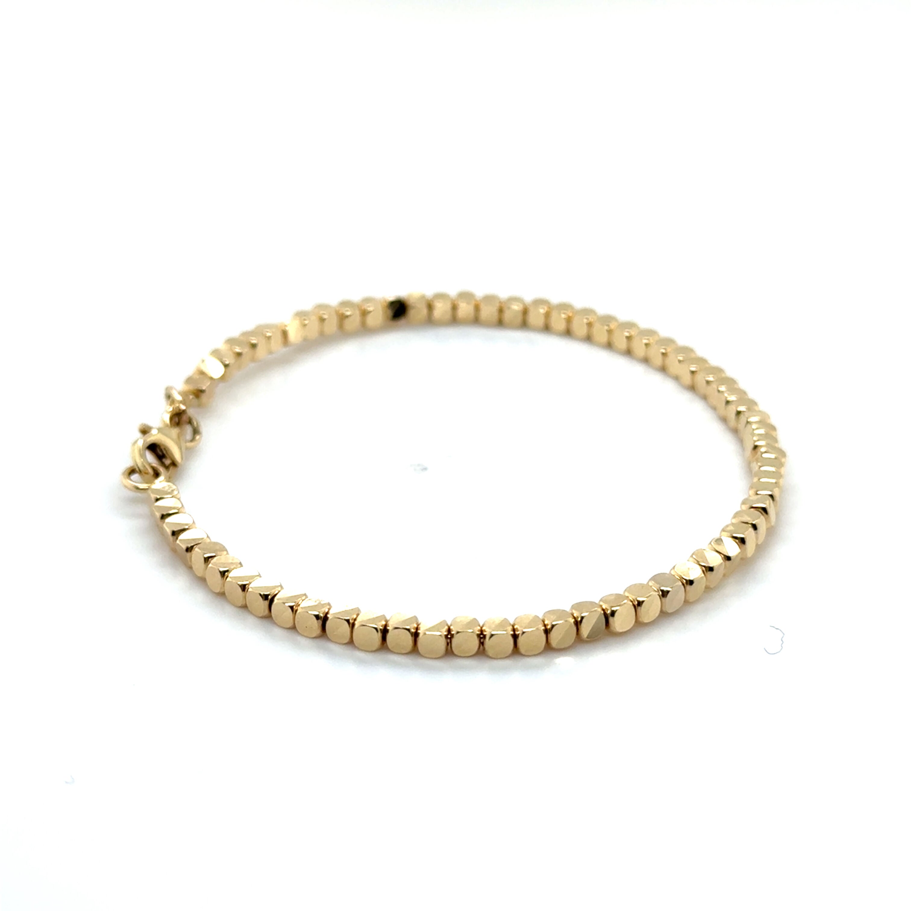 14K Gold Cube Bangle Bracelet: 6.75" - Unique & Timeless Design