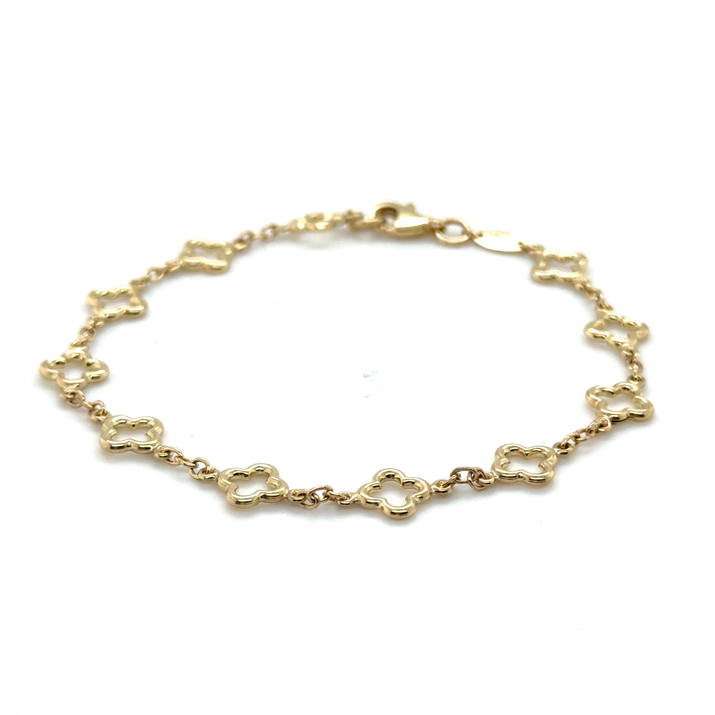 14K Yellow Gold Clover Link Chain Bracelet – Lucky, Elegant, Timeless