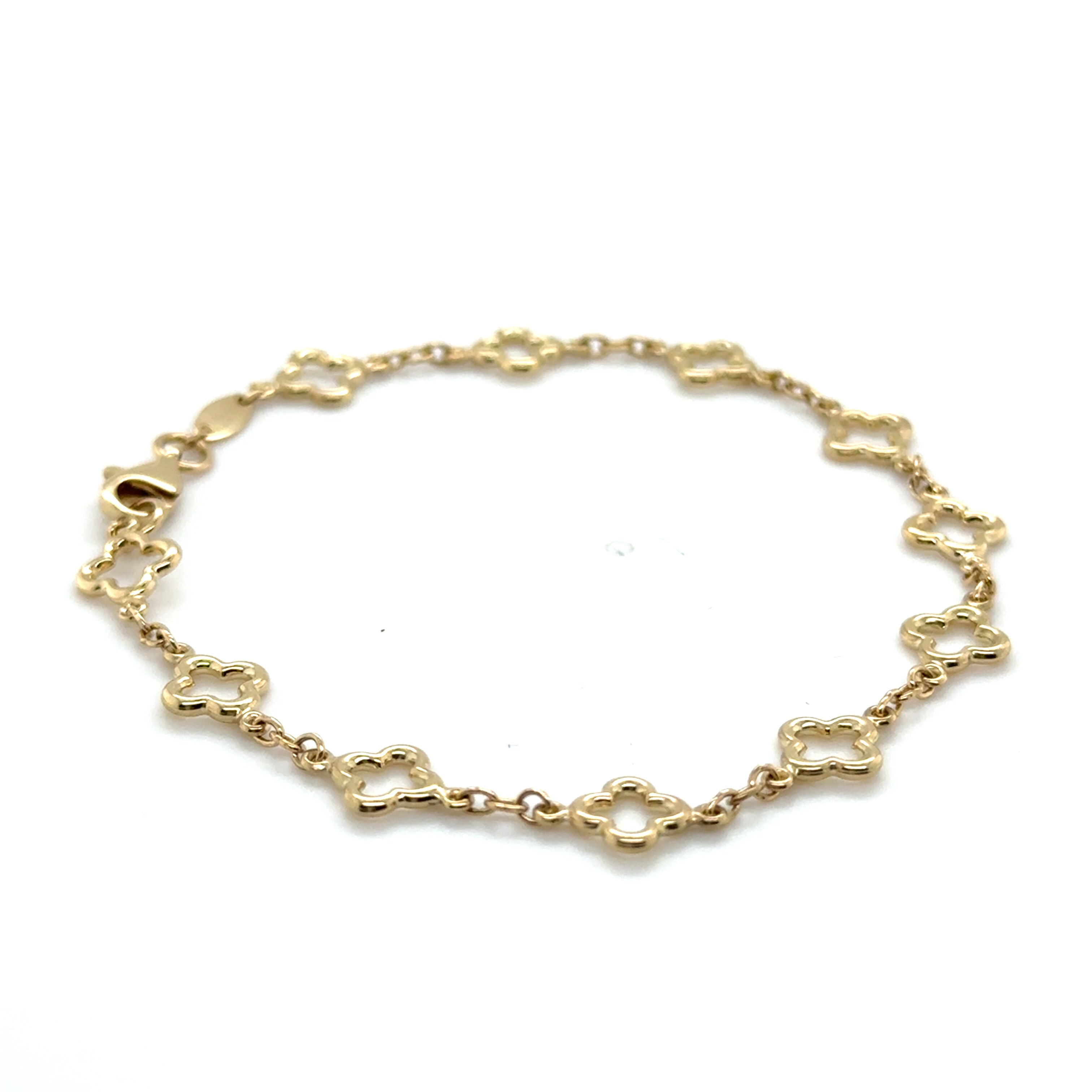 14K Yellow Gold Clover Link Chain Bracelet – Lucky, Elegant, Timeless