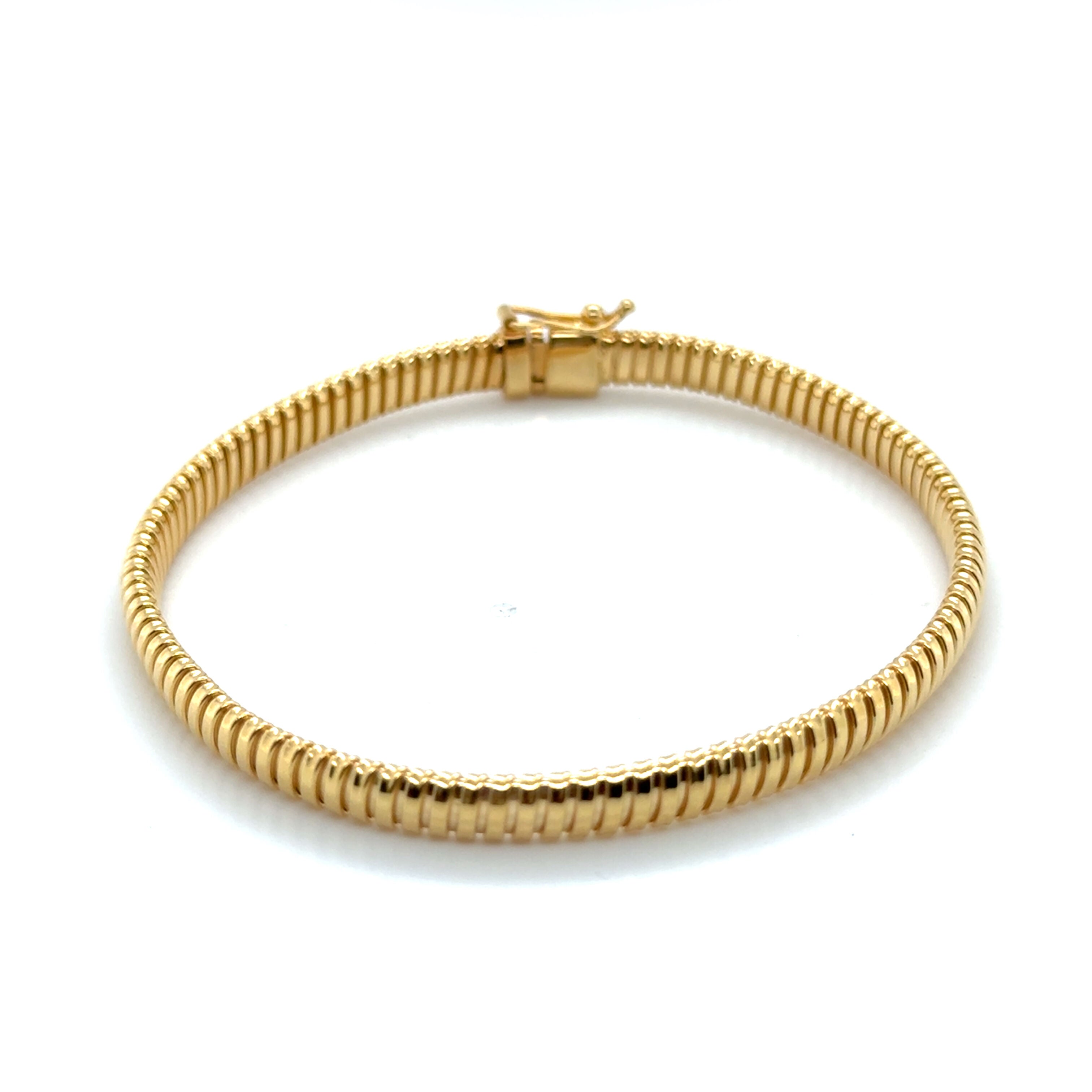 14K Gold 5mm Tubogas Bracelet: 7.25" Elegant & Timeless