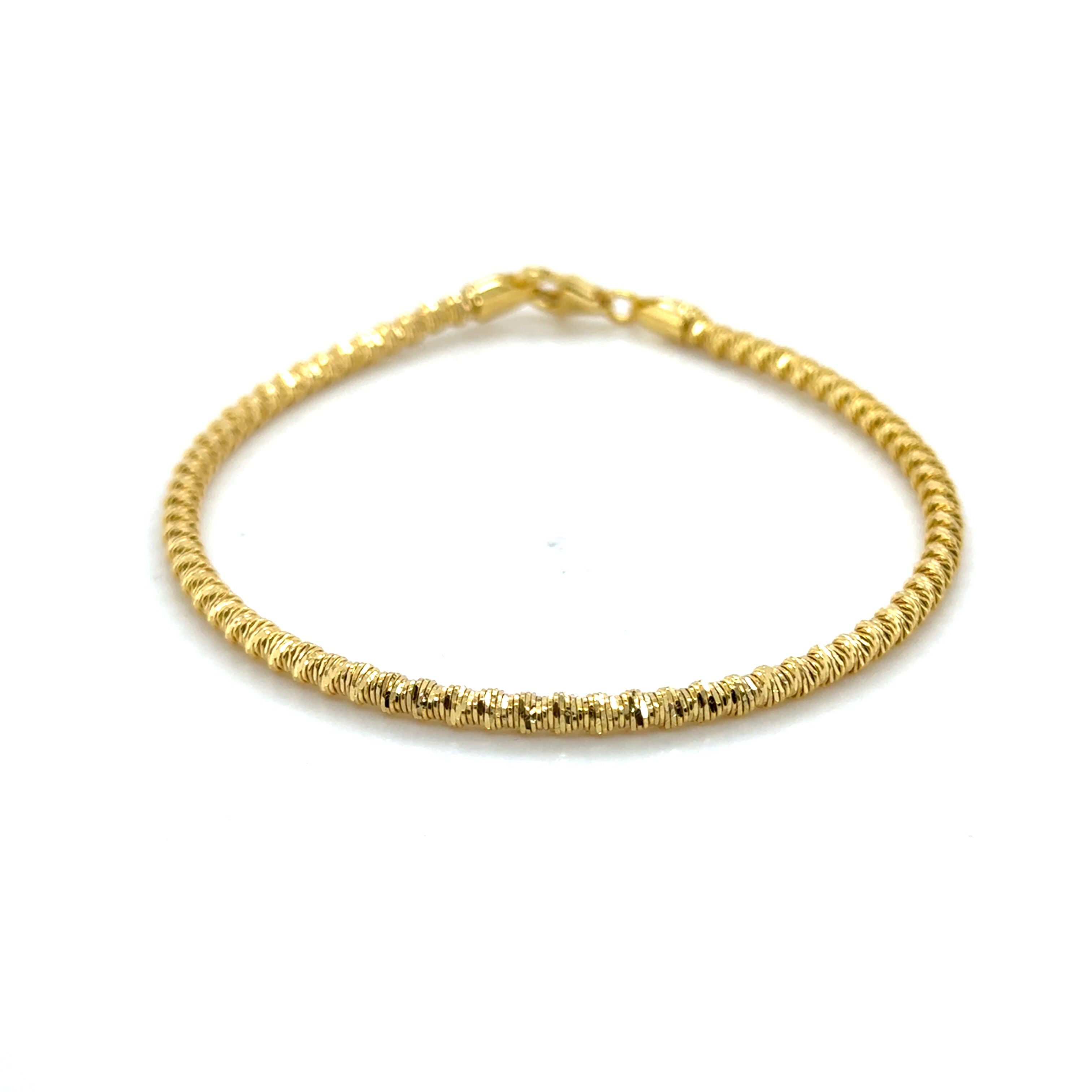 14K Yellow Gold Spring-Inspired Diamond Cut Sparkle Chain Bracelet, Made In Italy