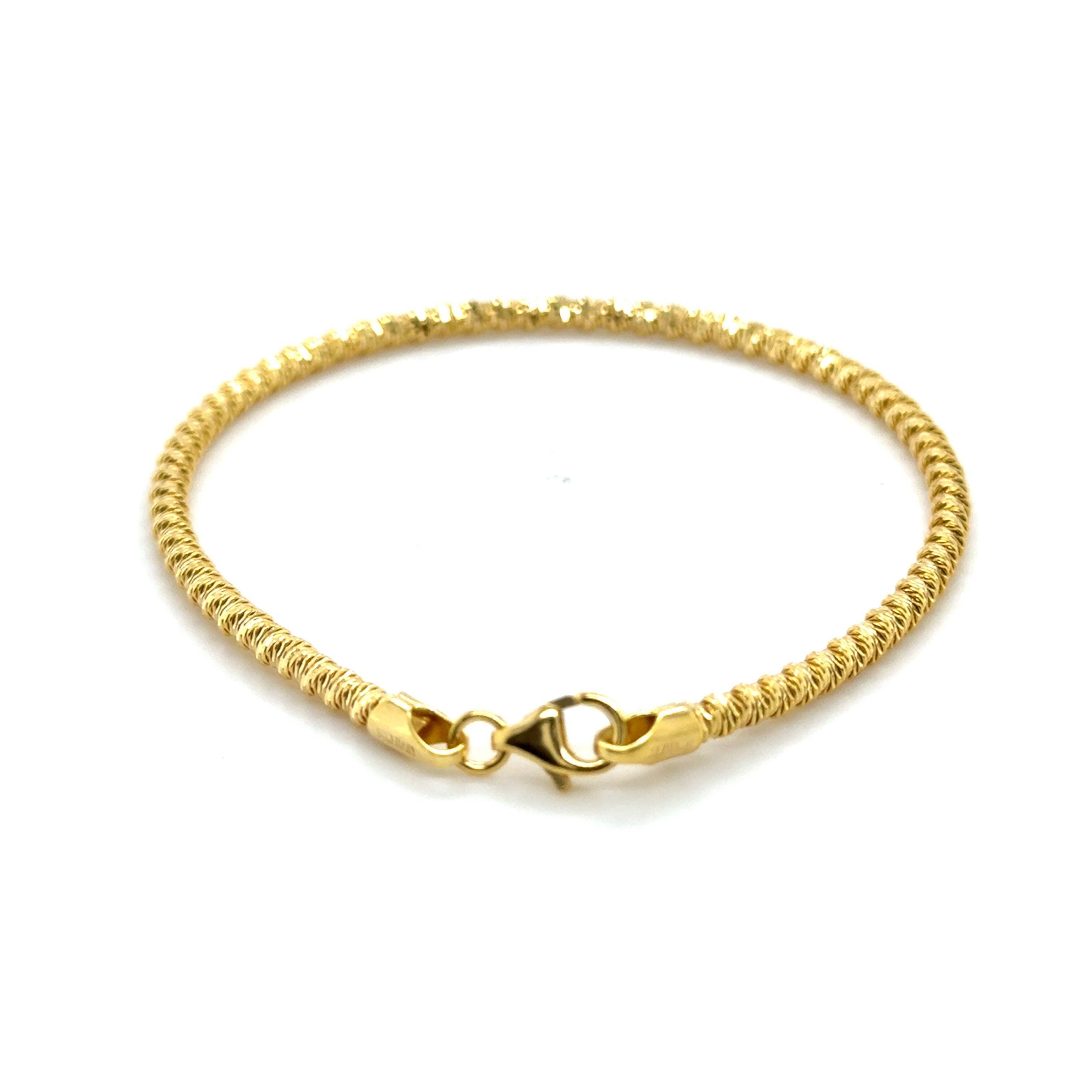 14K Yellow Gold Spring-Inspired Diamond Cut Sparkle Chain Bracelet, Made In Italy