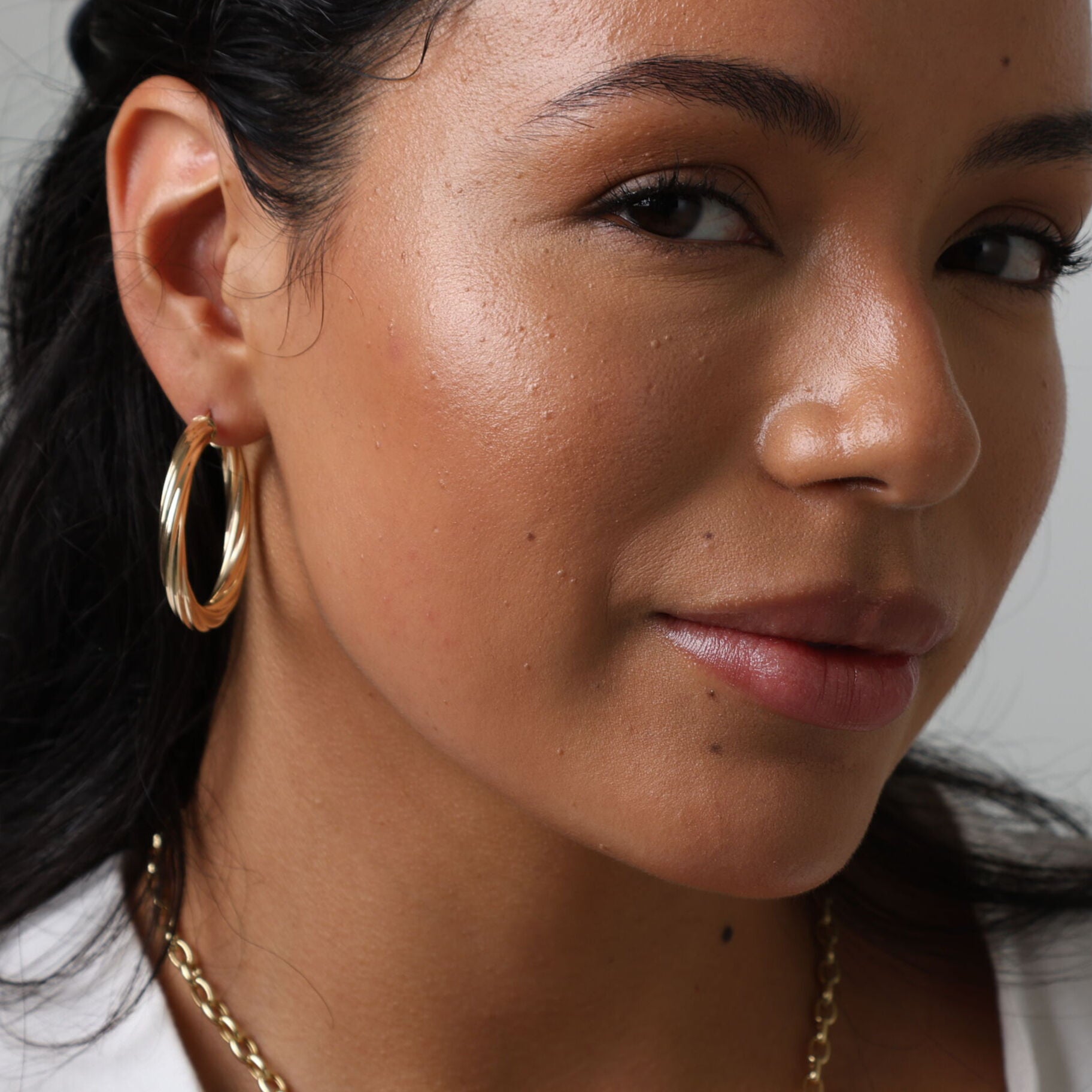 14K Gold 40mm Twisted Hoop Earrings: Classic Twist, 4.5mm Thick