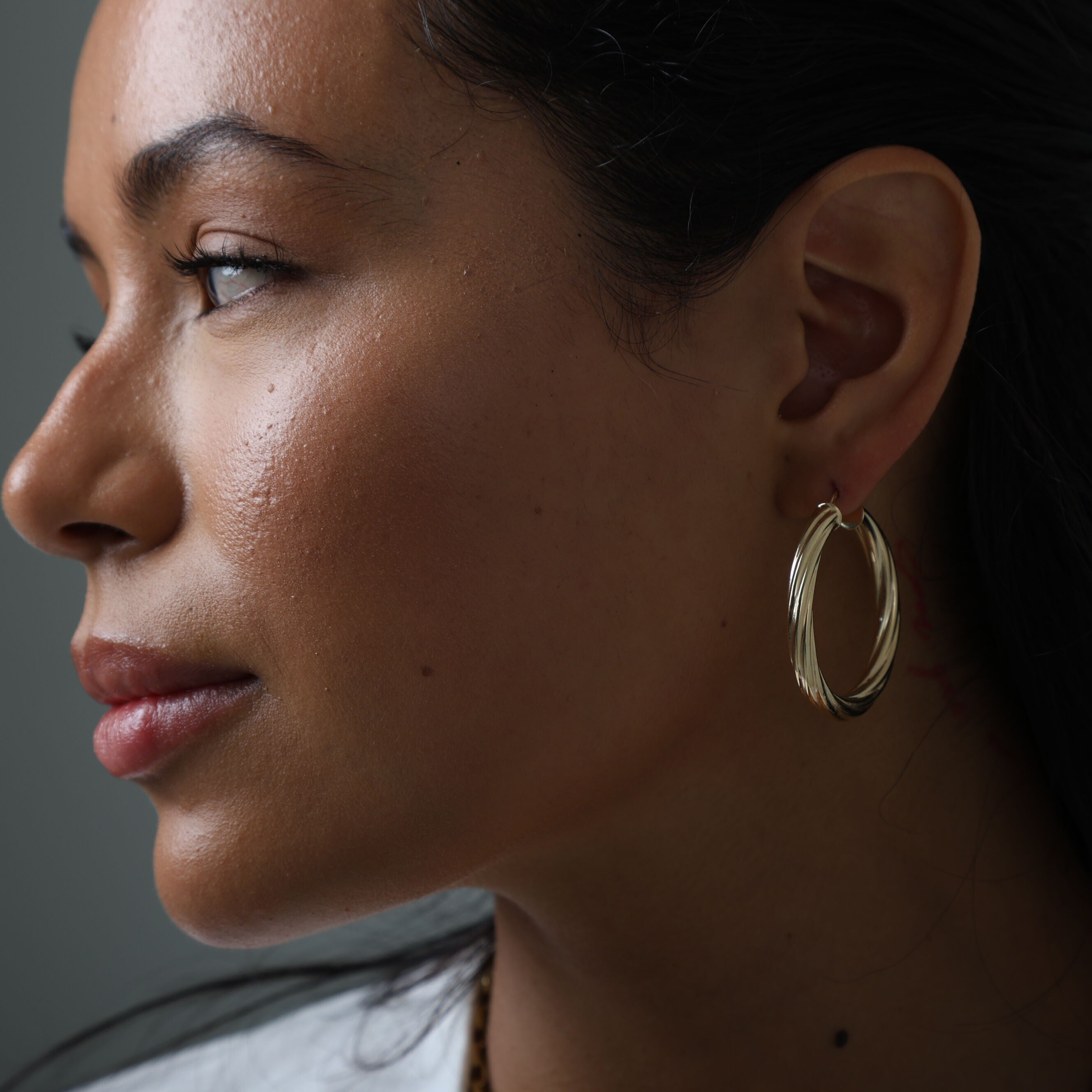 14K Gold 40mm Twisted Hoop Earrings: Classic Twist, 4.5mm Thick