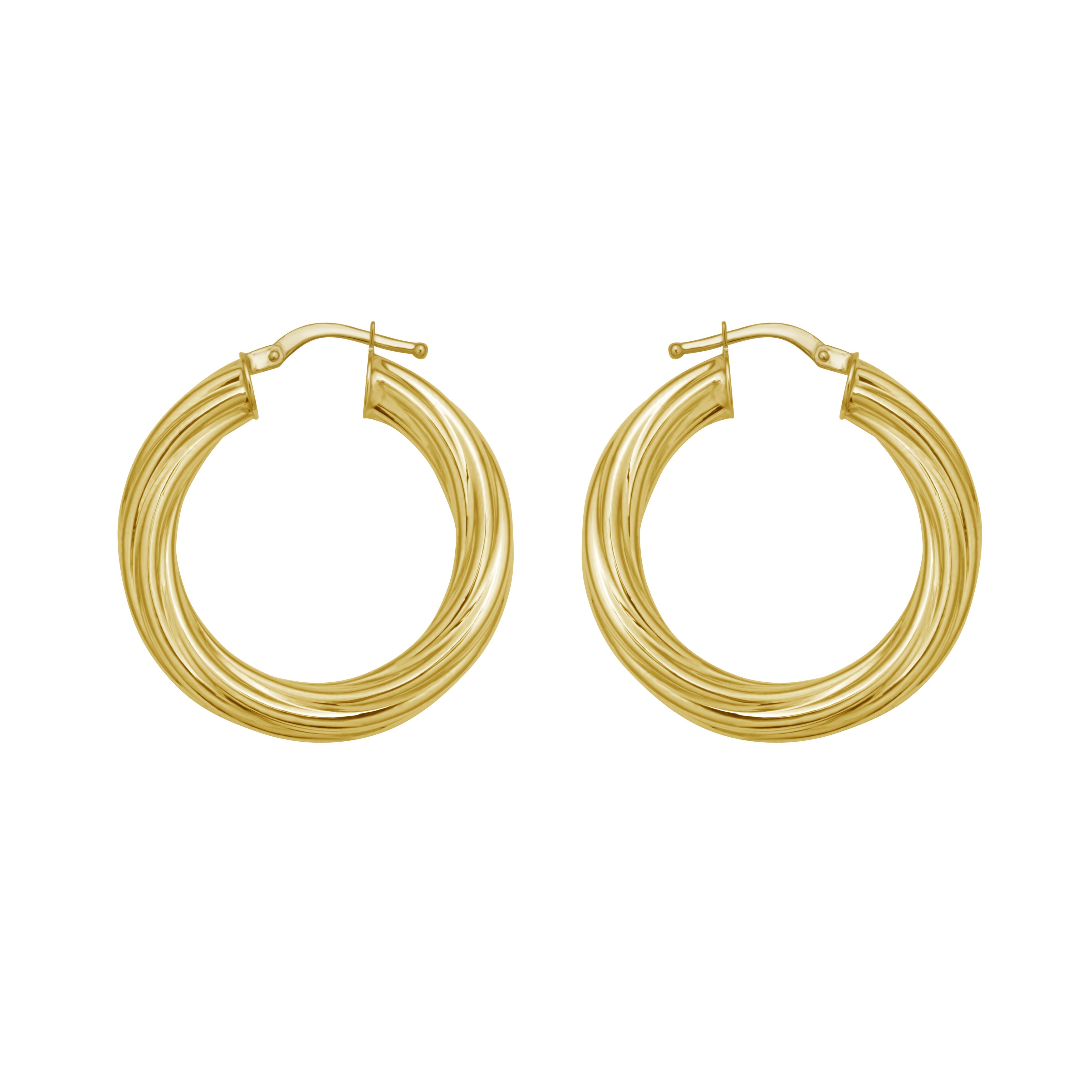 14K Yellow Gold Twisted Hoop Earrings – 30mm diameter