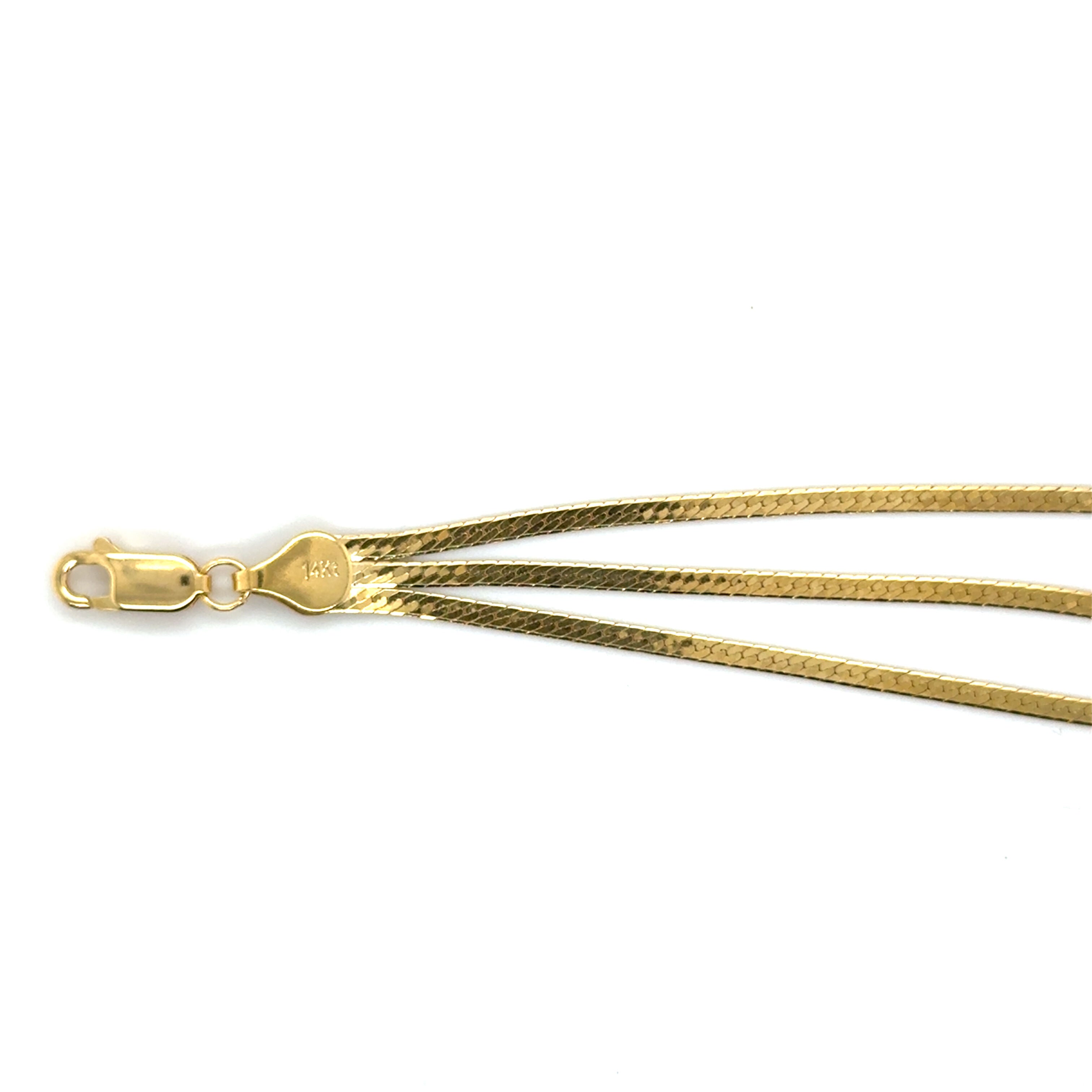 14K Gold Layered Serpentine Bracelet: Three Strands