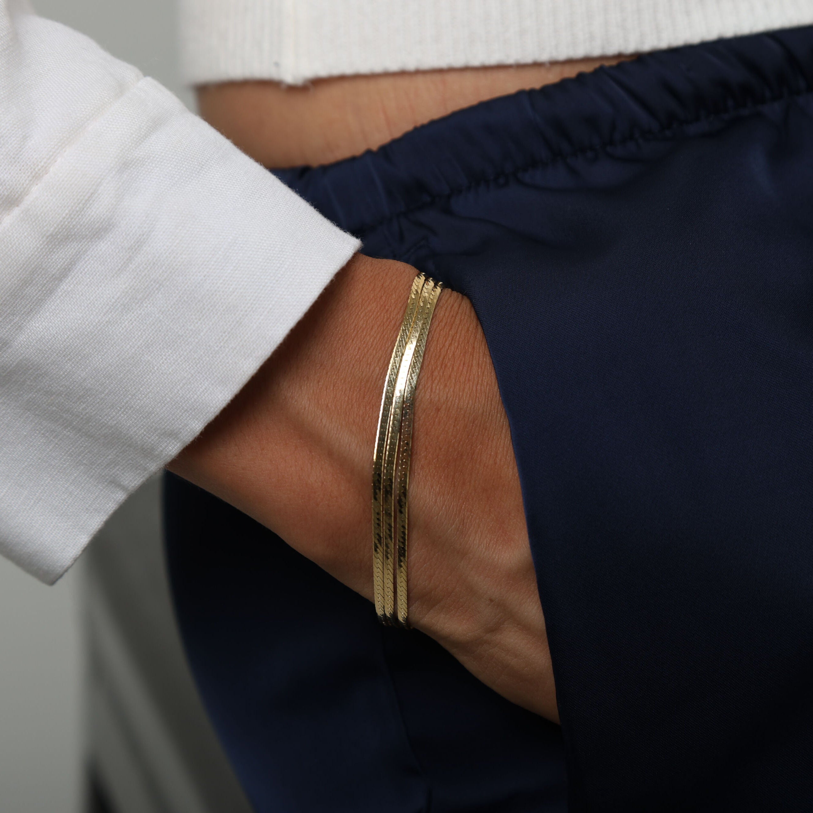 14K Gold Layered Serpentina Necklace – Three Strands