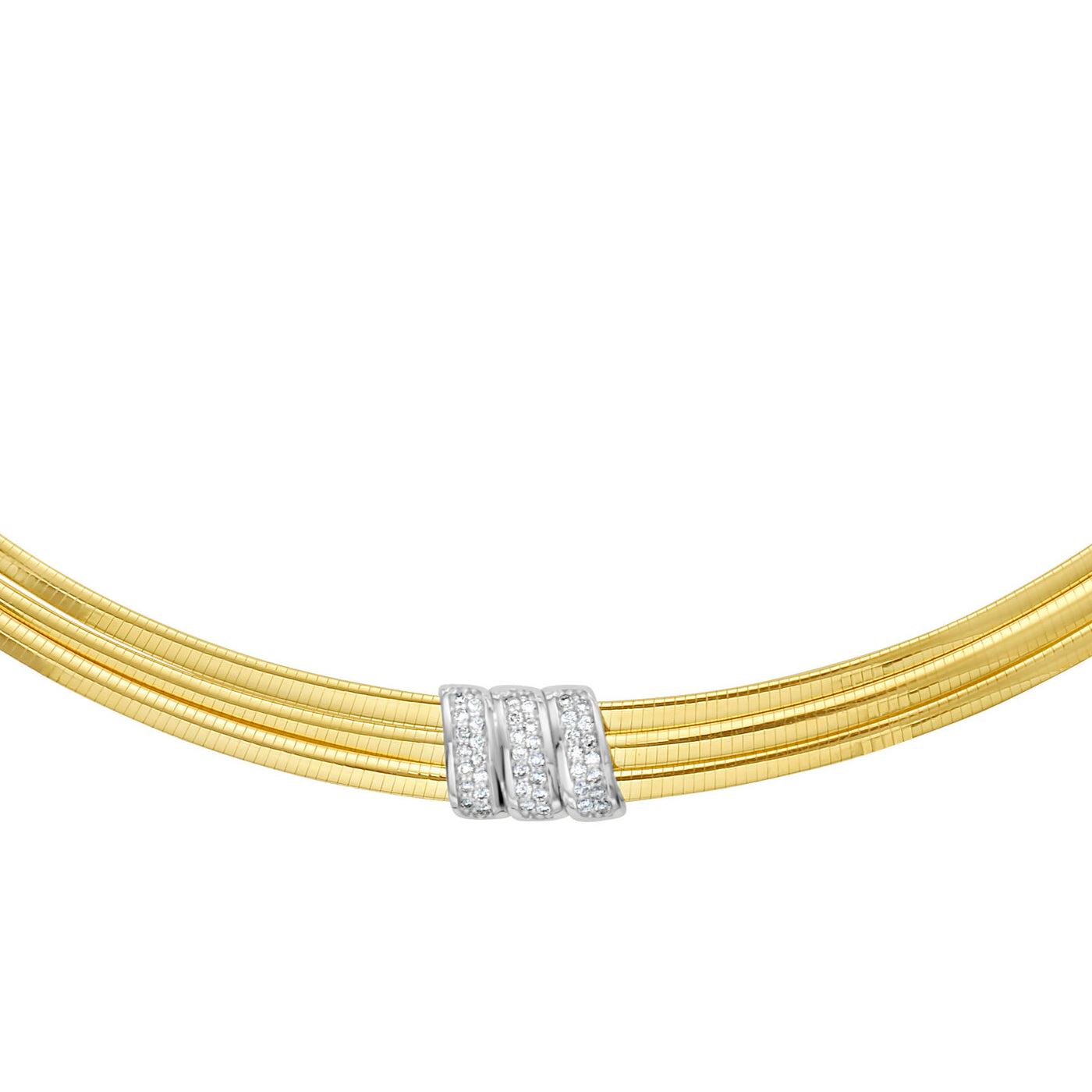14K Gold Triple Omega Diamond Necklace – Elegant, Flexible & Natural Diamond Detail