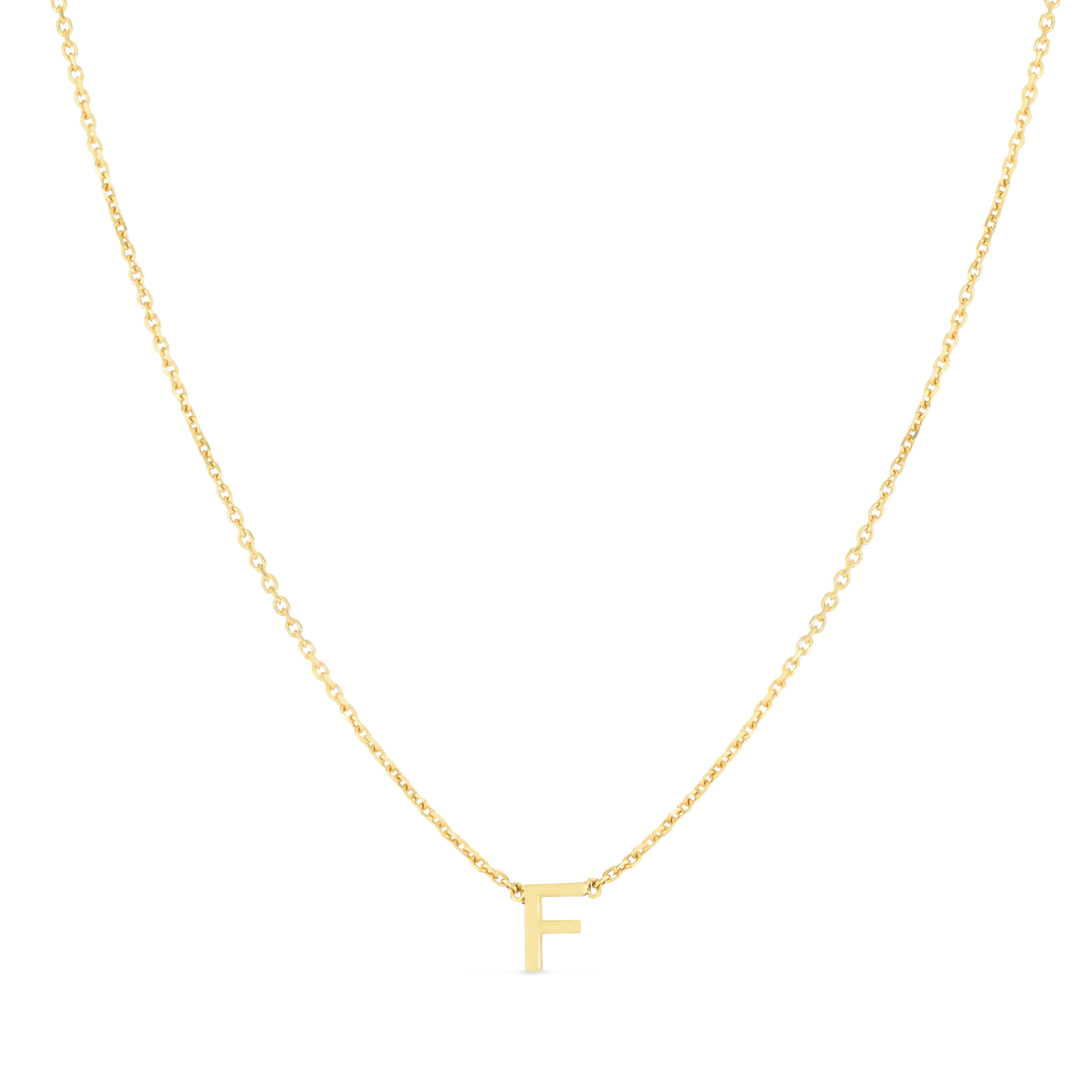 14K Gold Dainty Mini Initial Necklace: 18" Adjustable At 16"