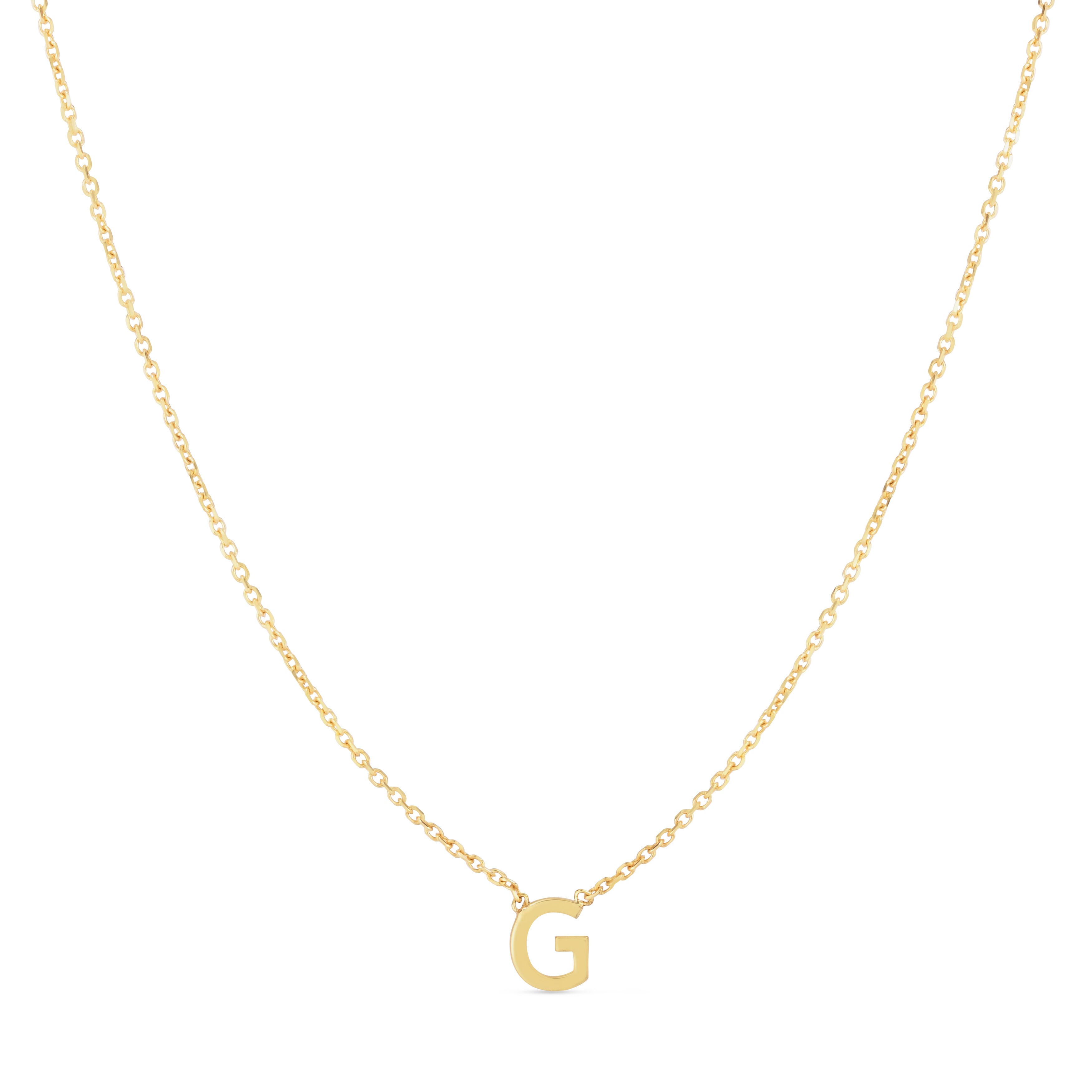 14K Gold Dainty Mini Initial Necklace: 18" Adjustable At 16"