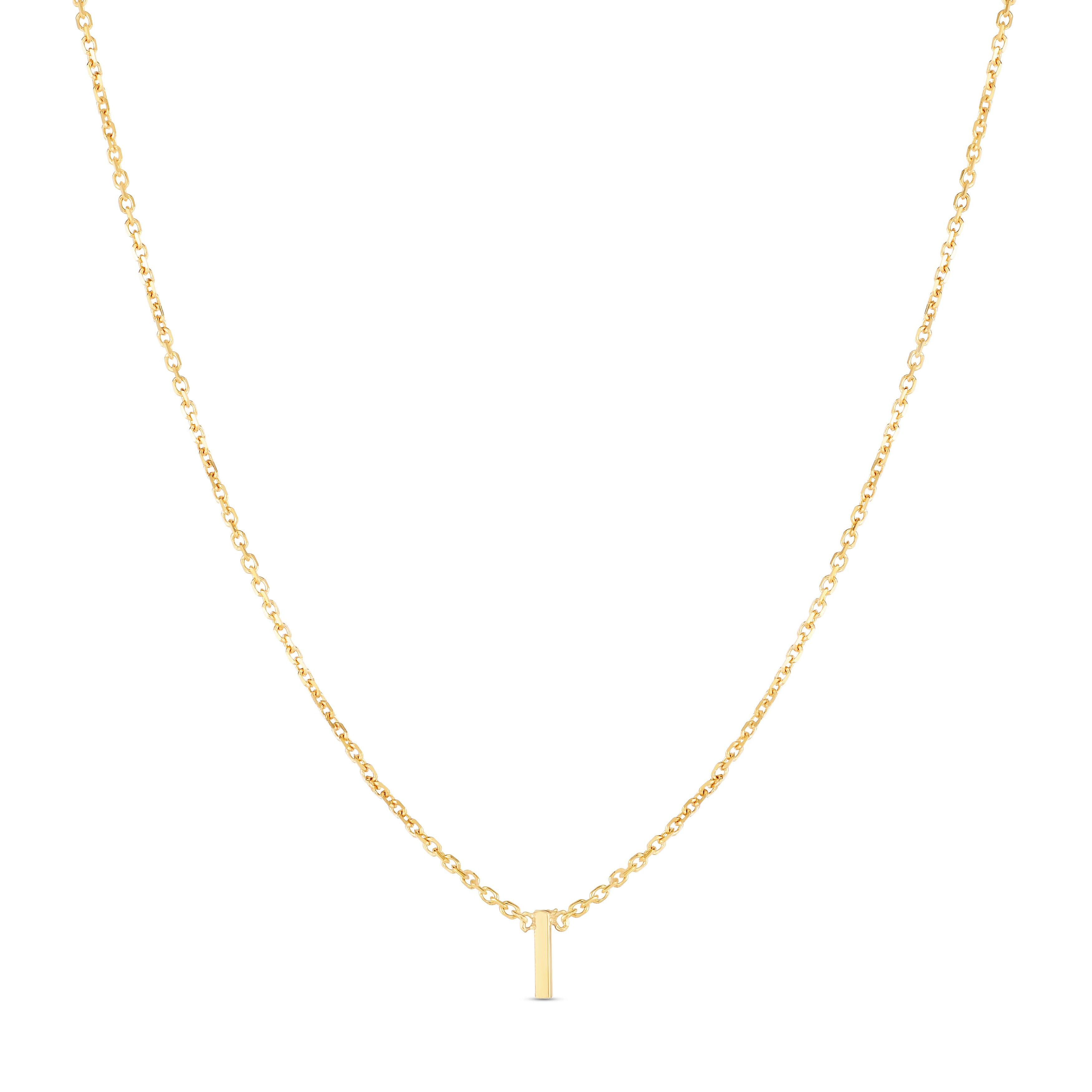 14K Gold Dainty Mini Initial Necklace: 18" Adjustable At 16"