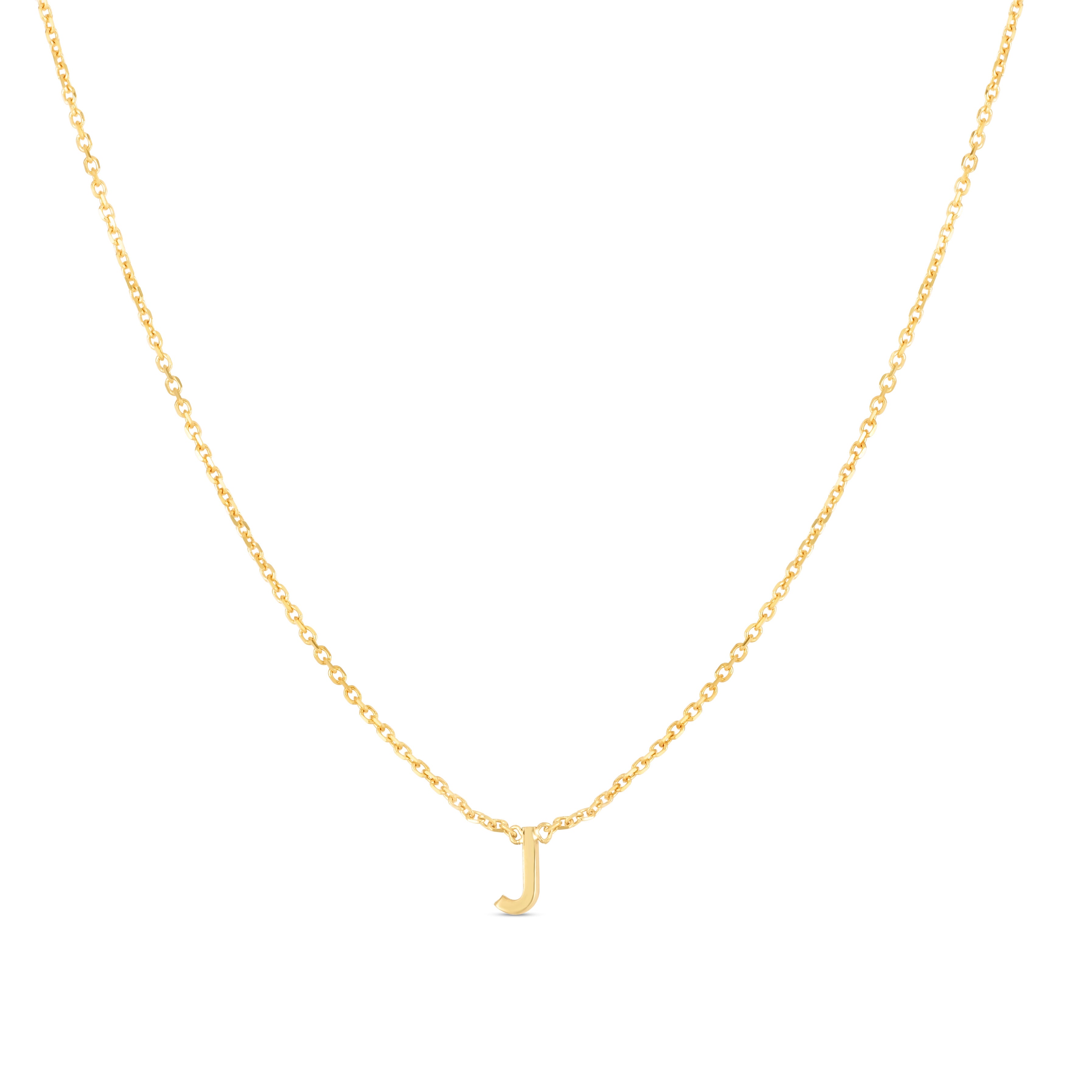 14K Gold Dainty Mini Initial Necklace: 18" Adjustable At 16"