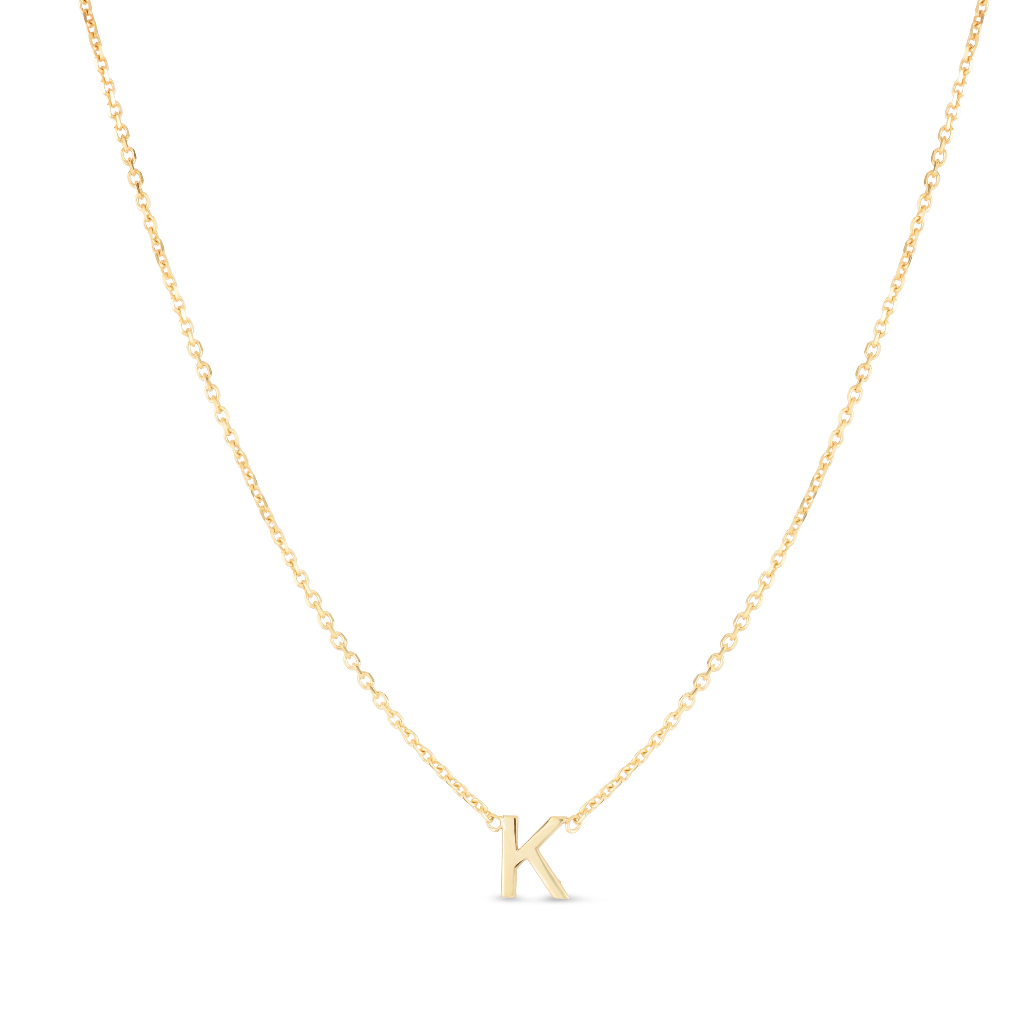 14K Gold Dainty Mini Initial Necklace: 18" Adjustable At 16"