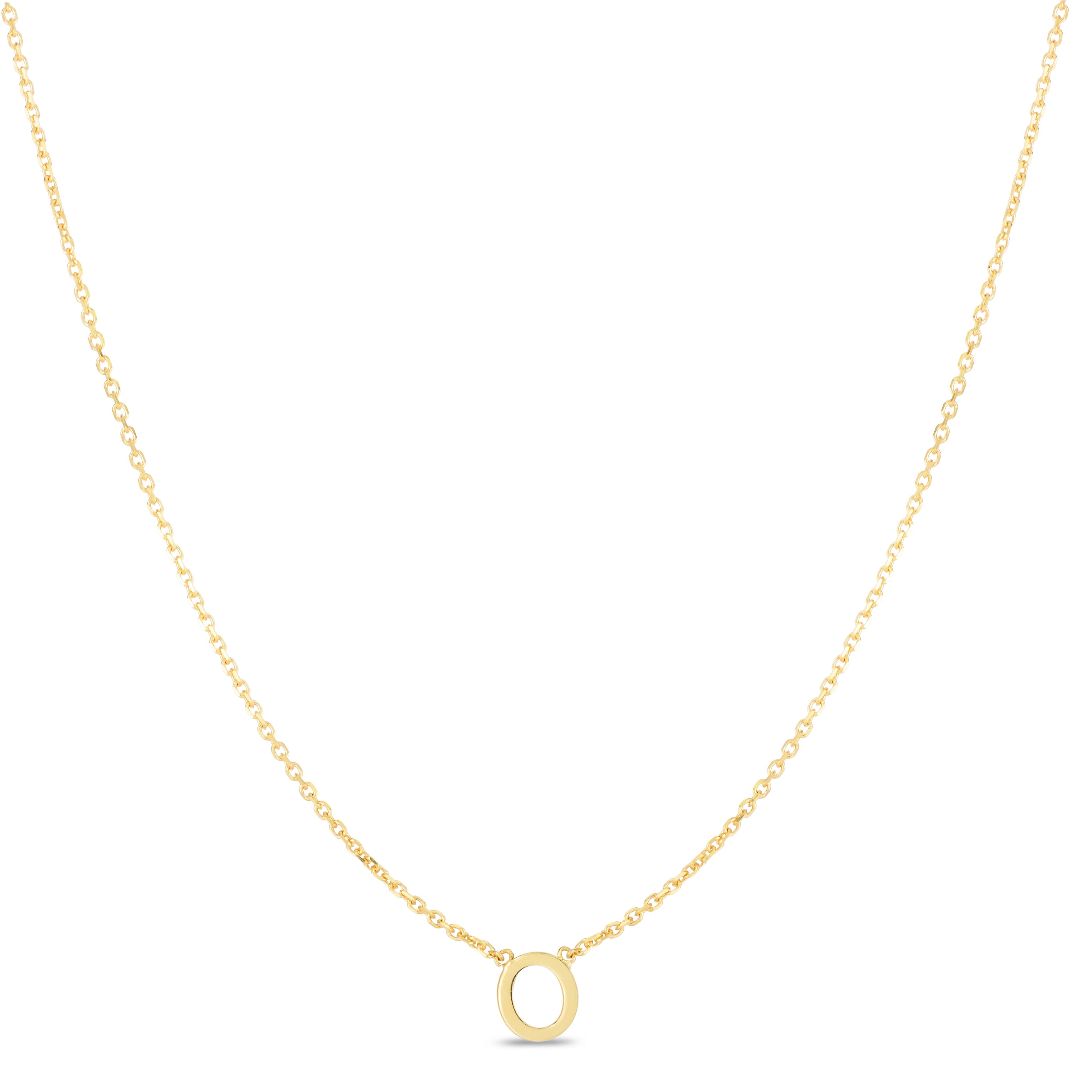 14K Gold Dainty Mini Initial Necklace: 18" Adjustable At 16"