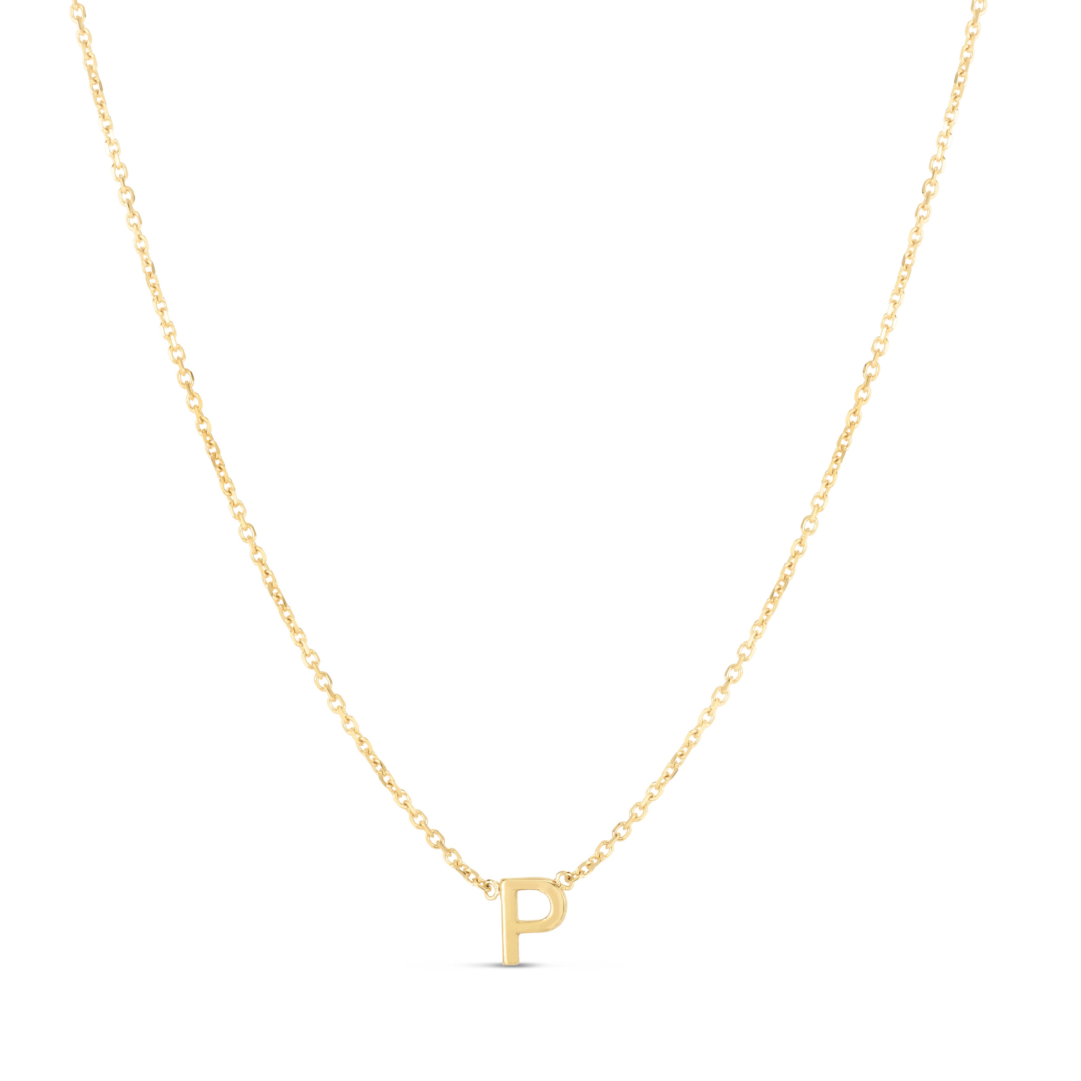 14K Gold Dainty Mini Initial Necklace: 18" Adjustable At 16"