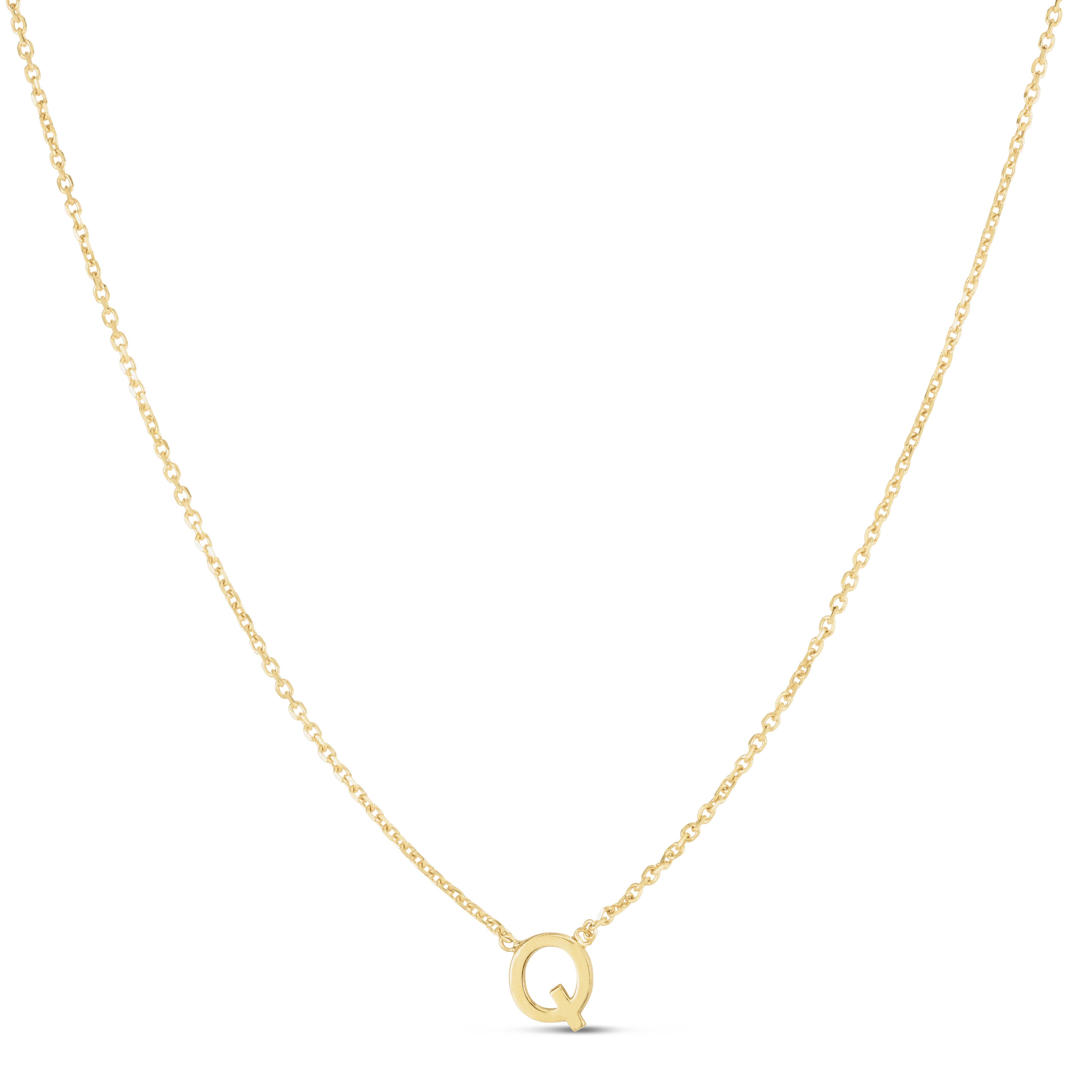 14K Gold Dainty Mini Initial Necklace: 18" Adjustable At 16"