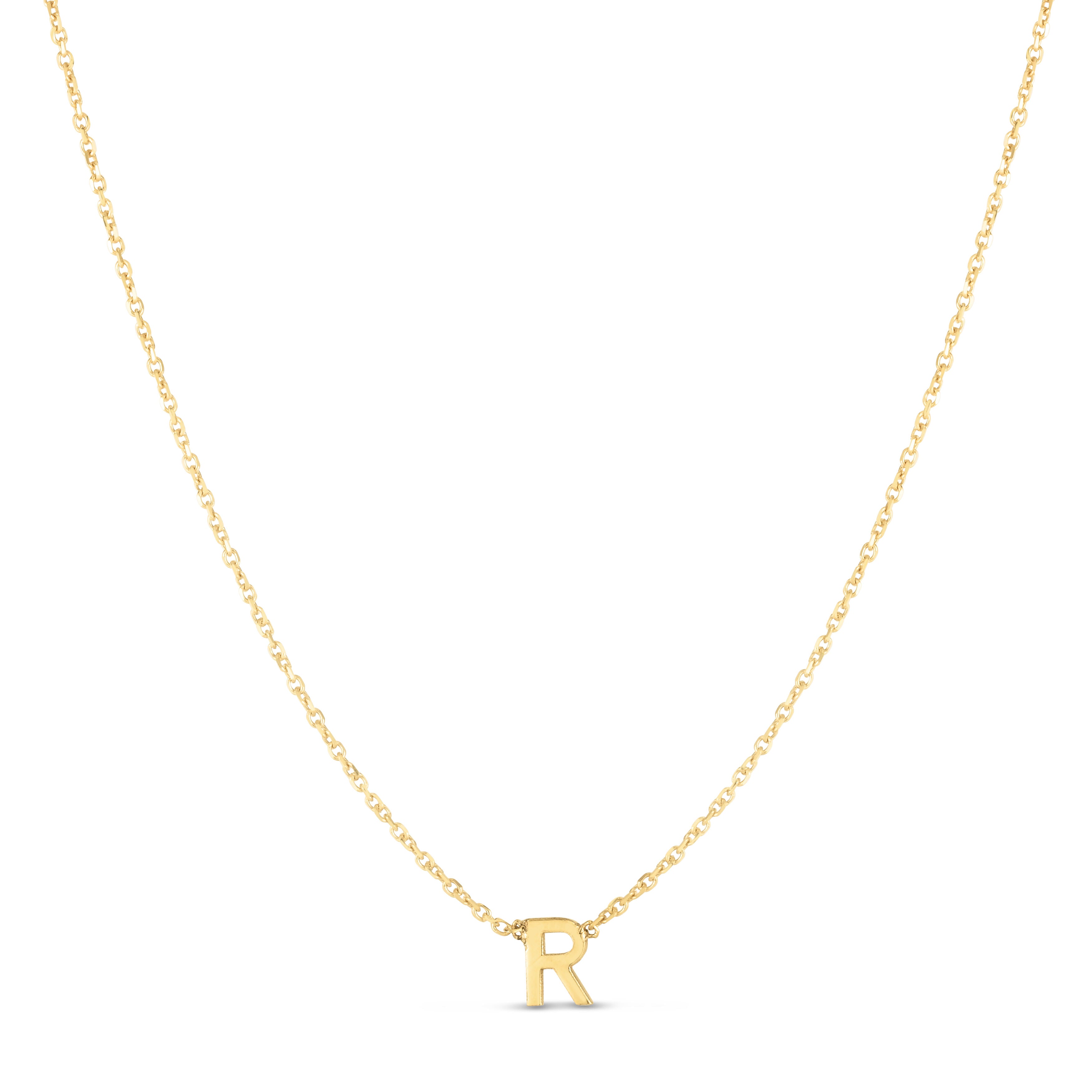 14K Gold Dainty Mini Initial Necklace: 18" Adjustable At 16"