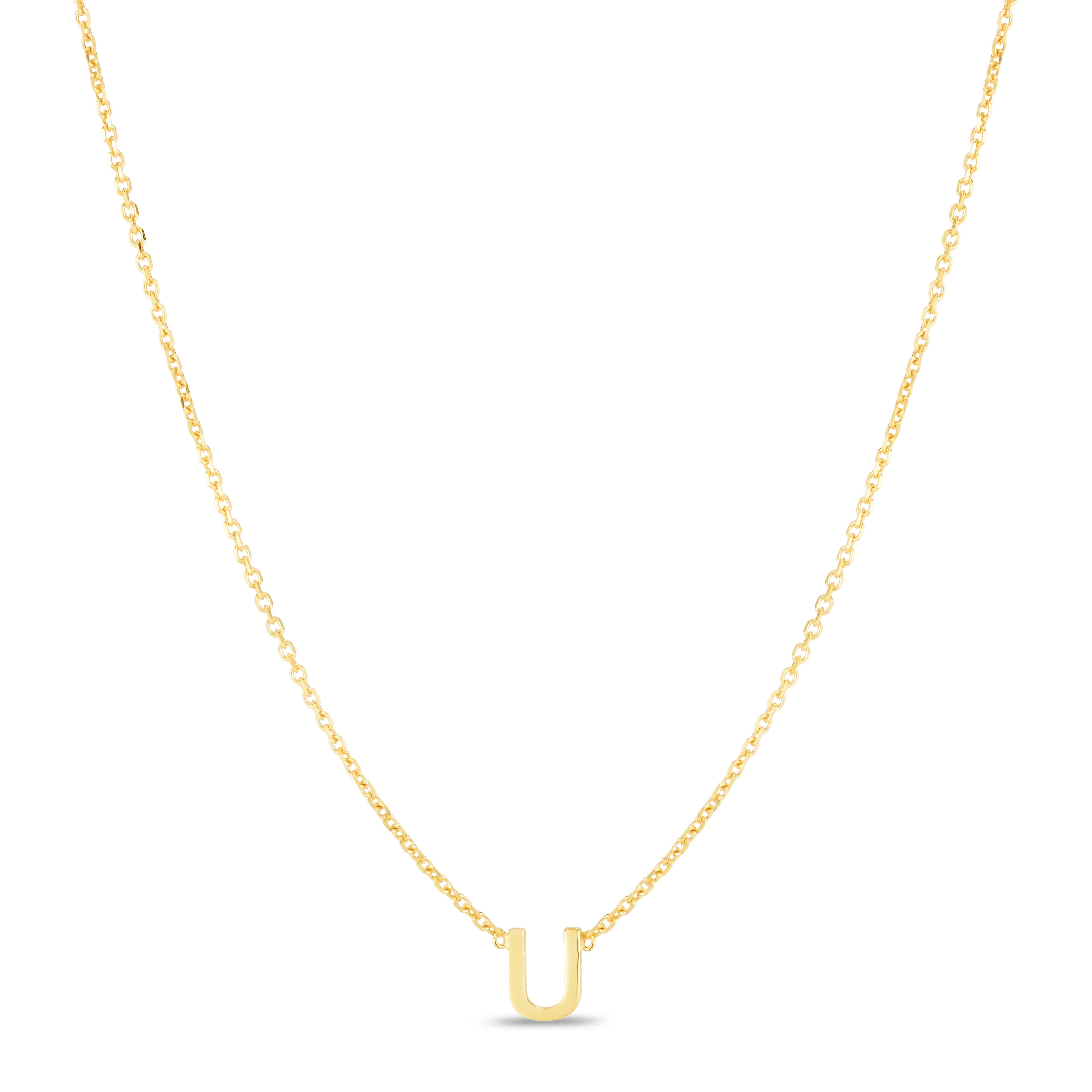 14K Gold Dainty Mini Initial Necklace: 18" Adjustable At 16"