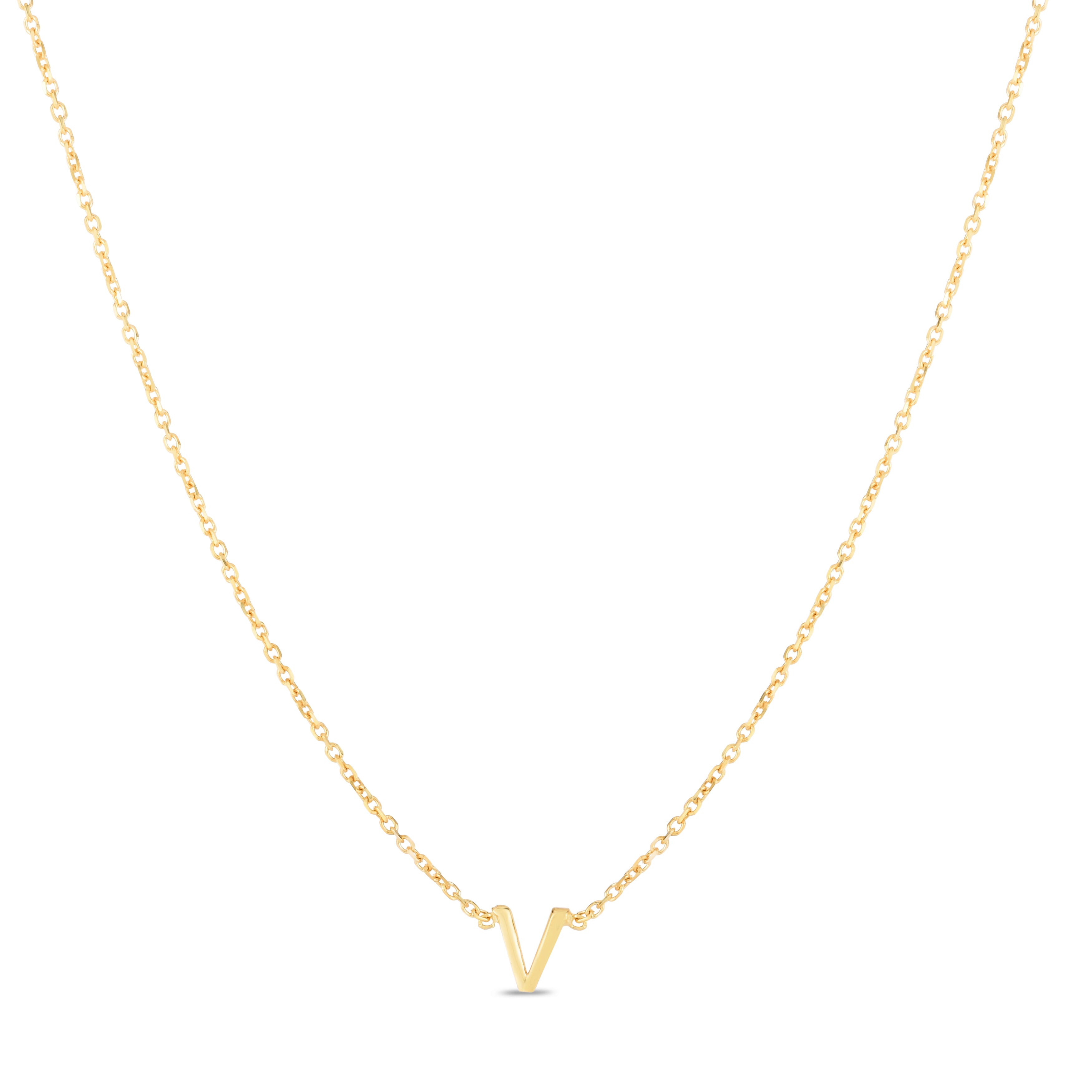14K Gold Dainty Mini Initial Necklace: 18" Adjustable At 16"