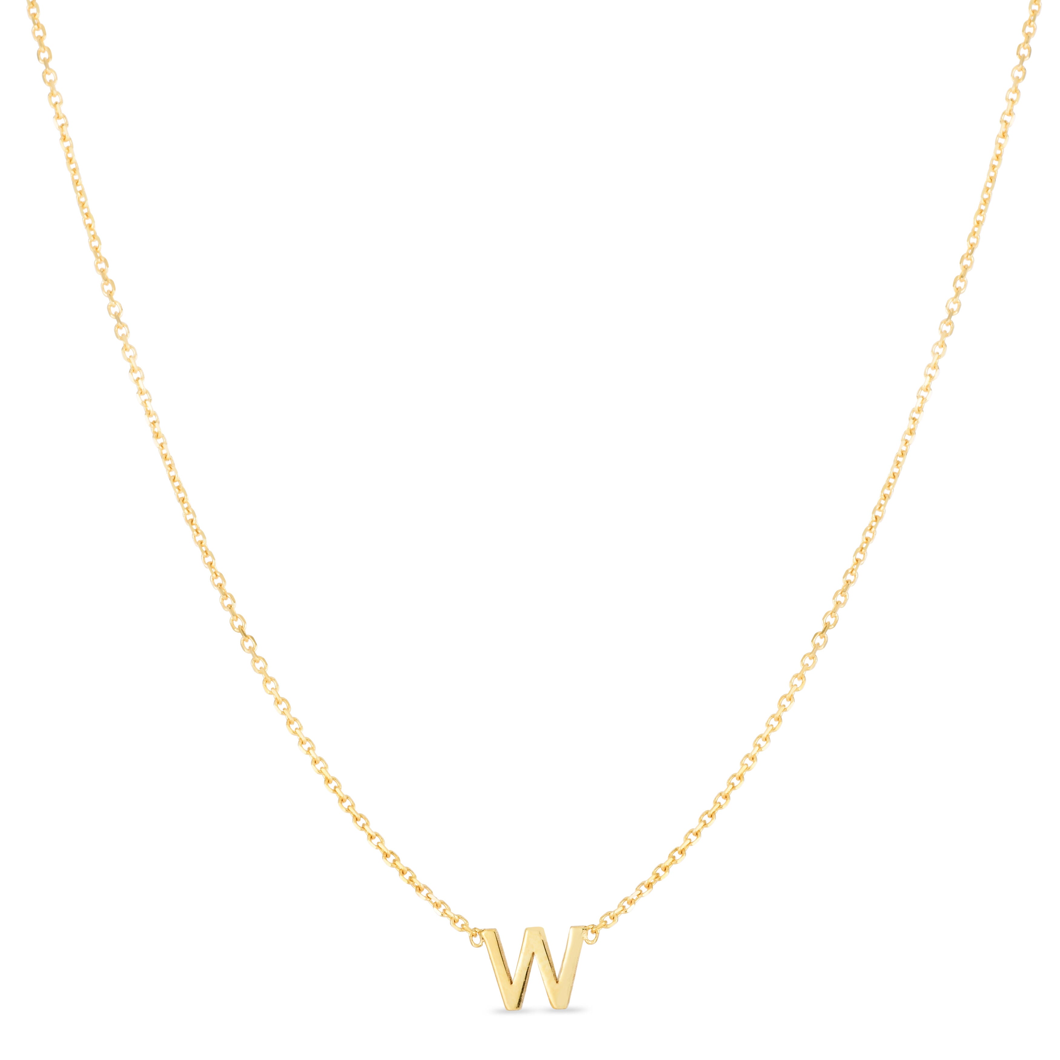 14K Gold Dainty Mini Initial Necklace: 18" Adjustable At 16"