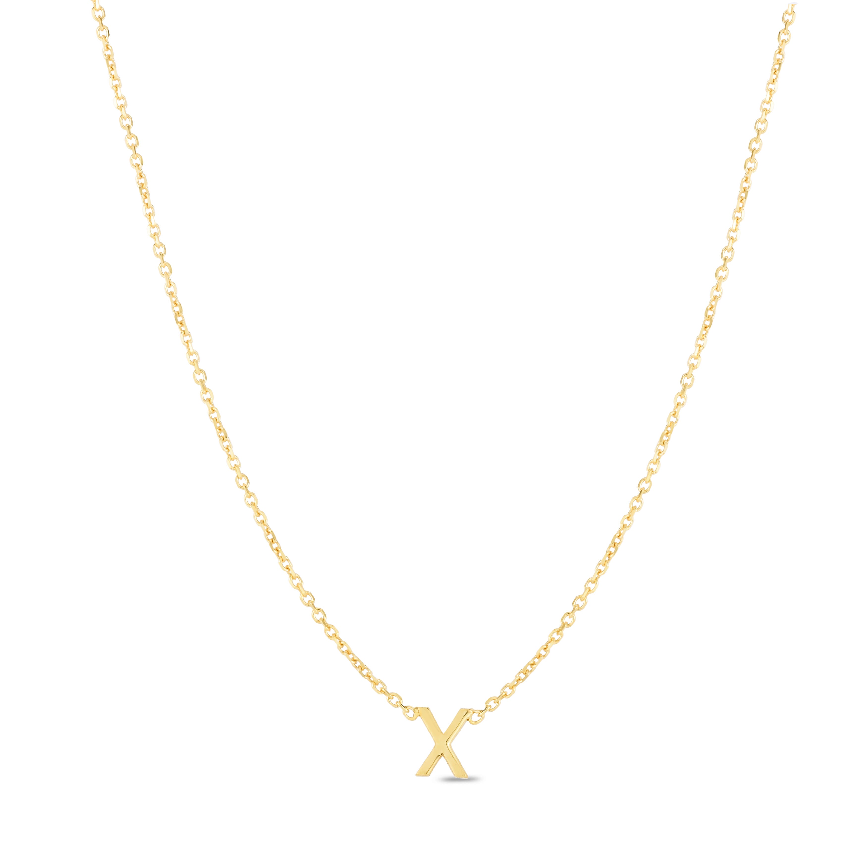 14K Gold Dainty Mini Initial Necklace: 18" Adjustable At 16"