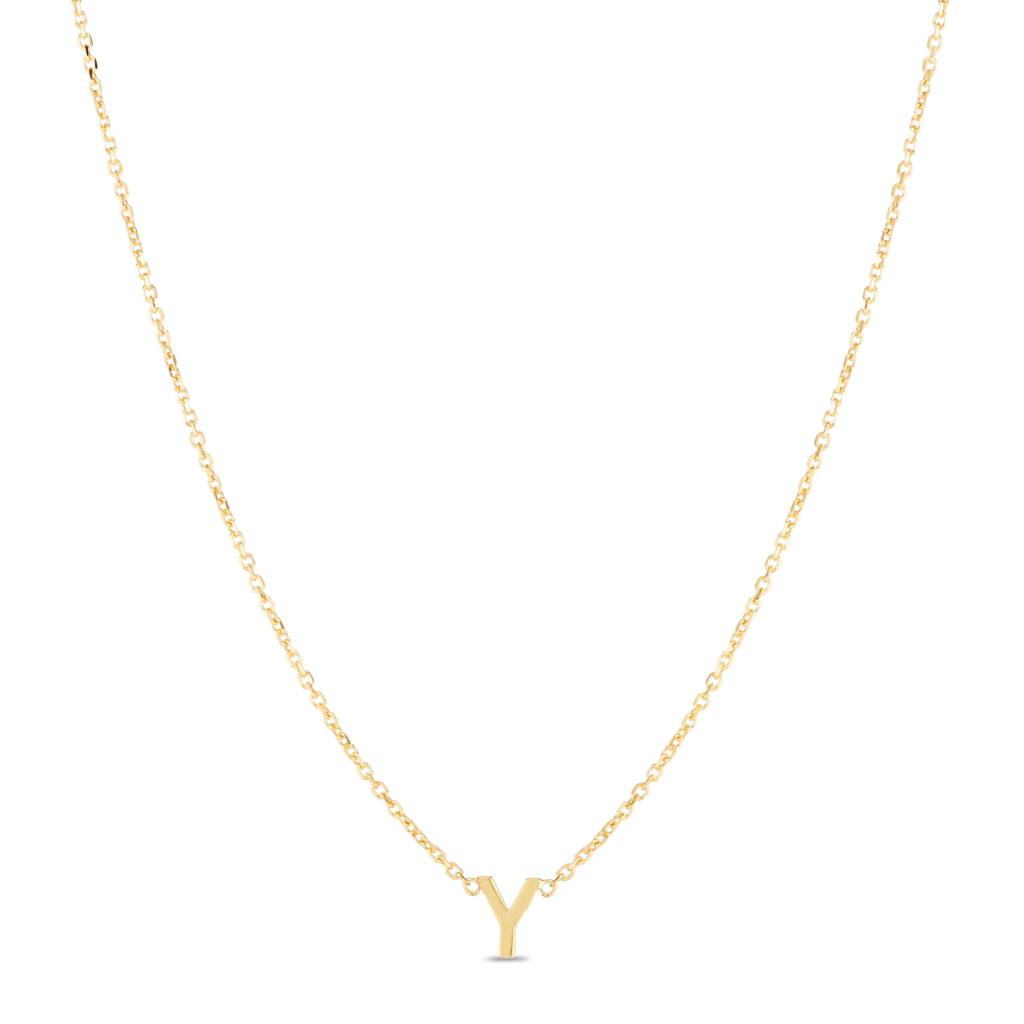 14K Gold Dainty Mini Initial Necklace: 18" Adjustable At 16"