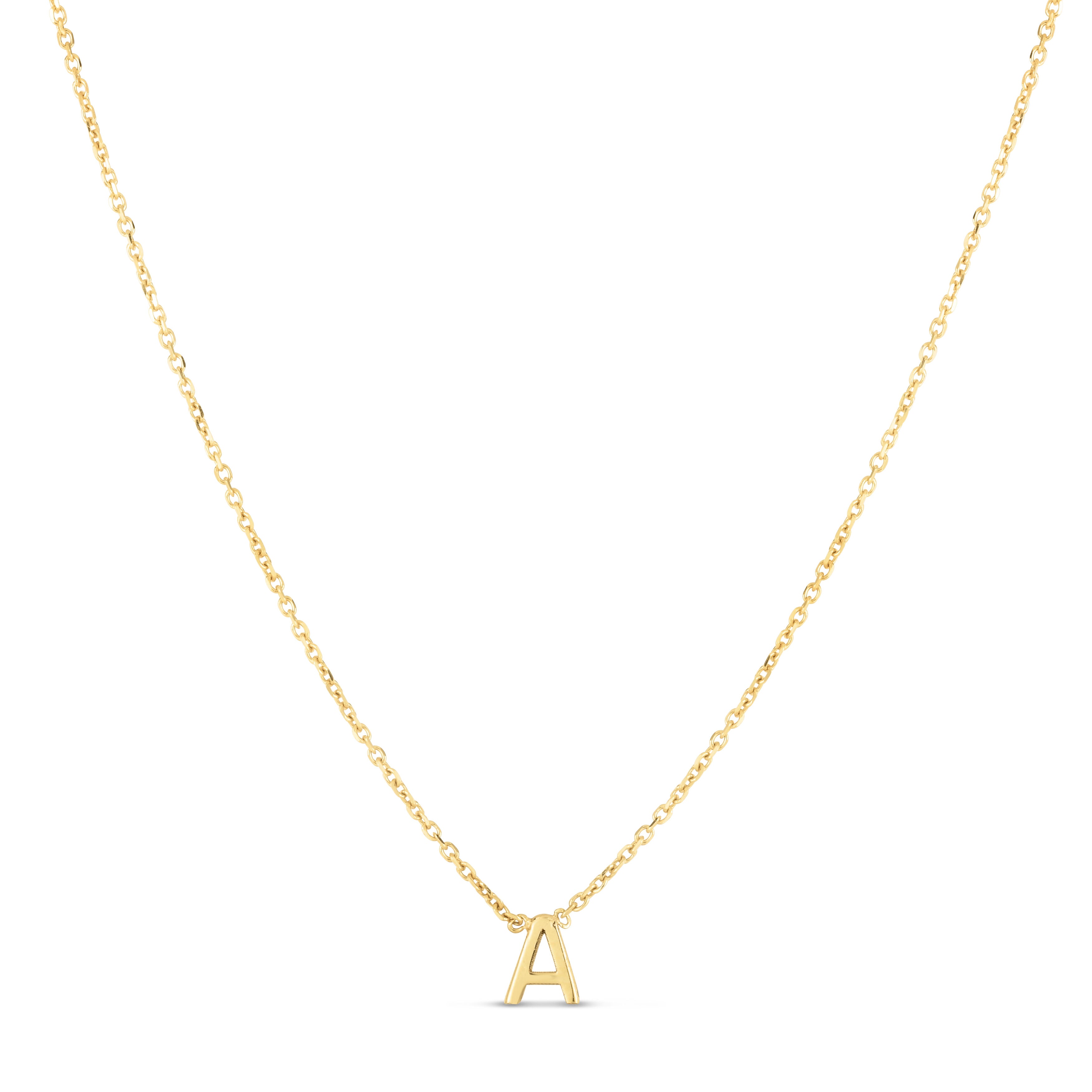 14K Gold Dainty Mini Initial Necklace: 18" Adjustable At 16"